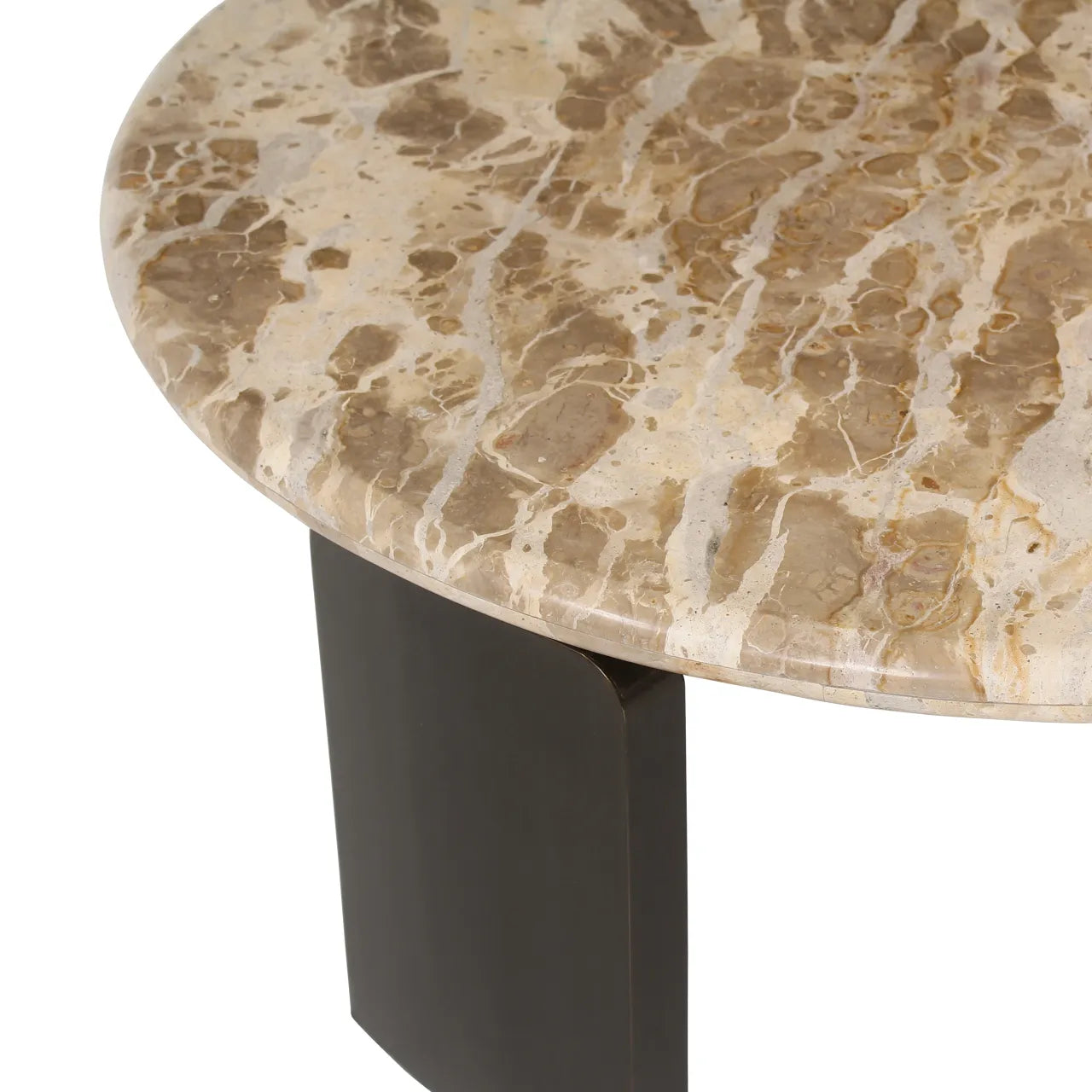 Richmond Interiors Set of 2 Bayonne Bronze Tendua Marble & Brass Coffee Tables