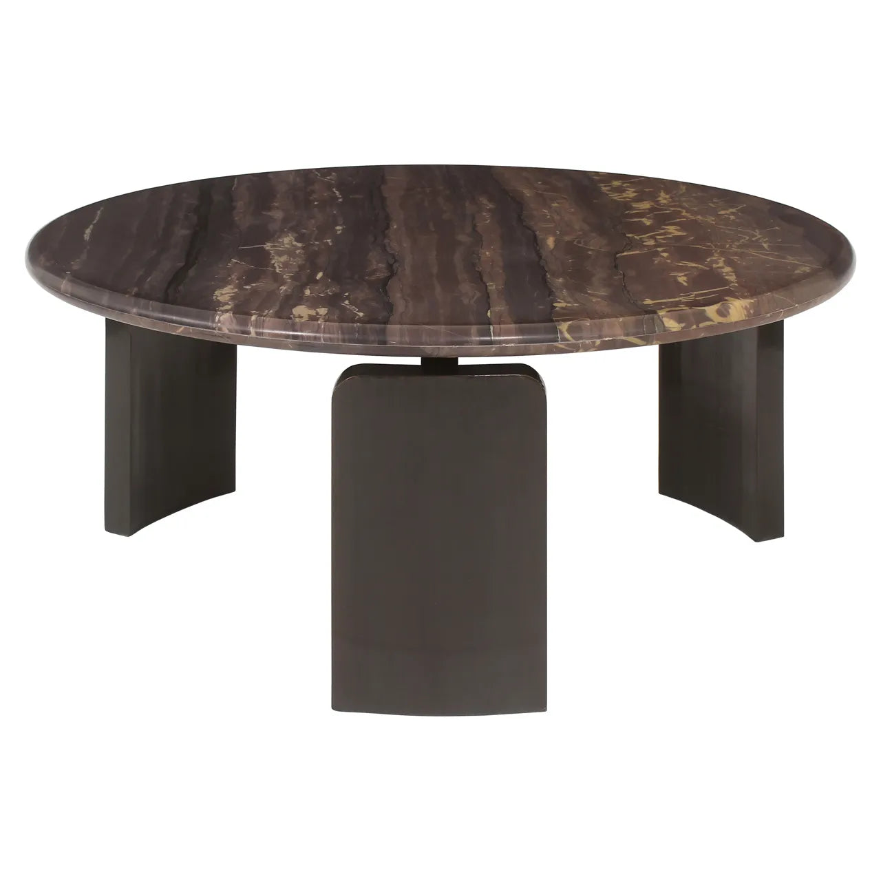 Richmond Interiors Set of 2 Menton Burgundy Wonder Katni Marble & Brass Coffee Tables
