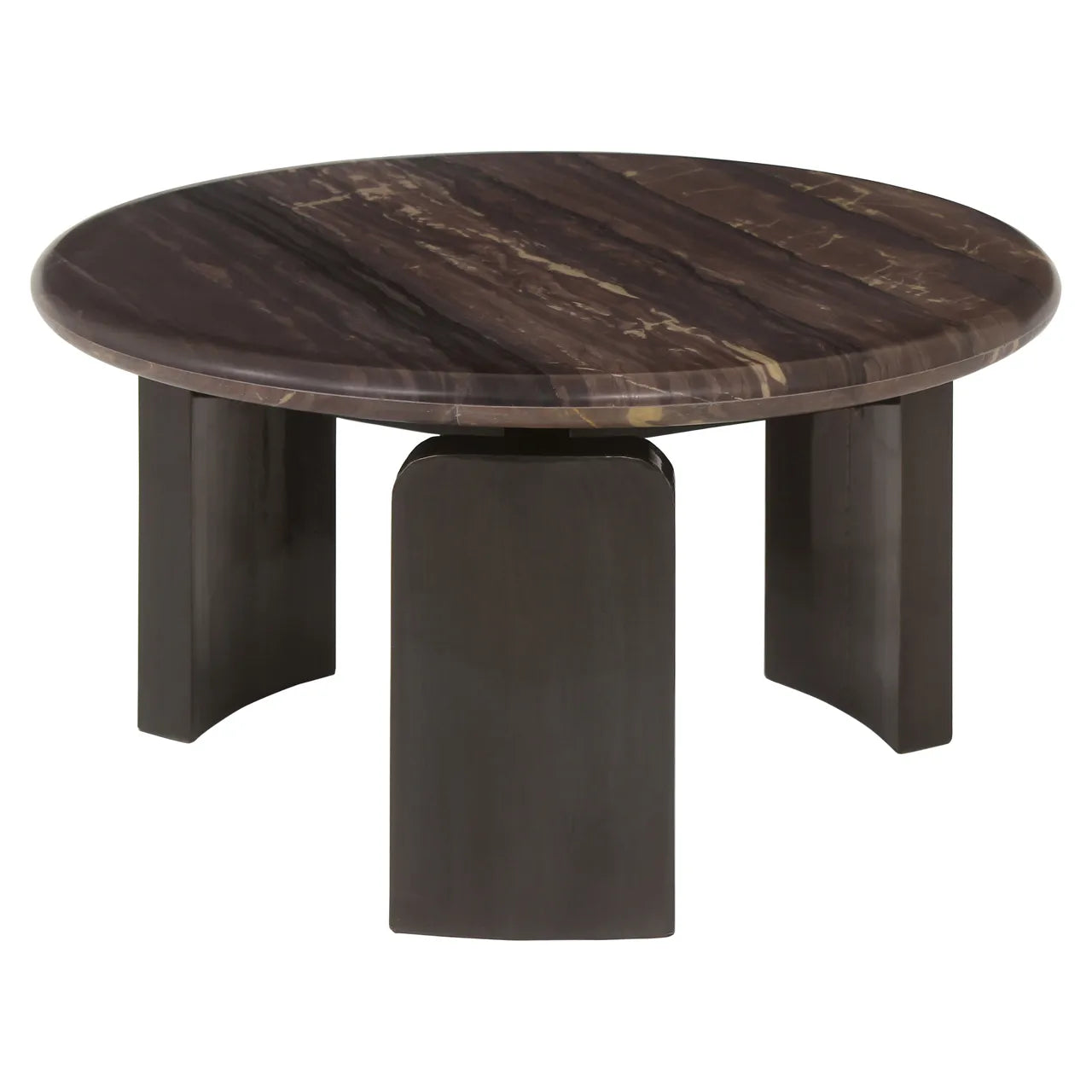 Richmond Interiors Set of 2 Menton Burgundy Wonder Katni Marble & Brass Coffee Tables