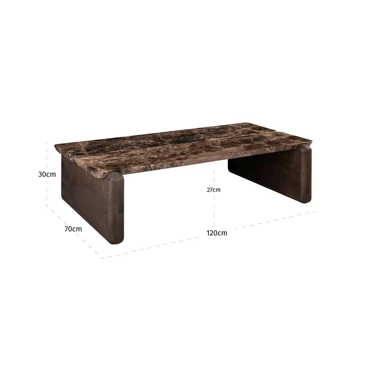 Richmond Interiors Lagrasse Dark Brown Emperador Marble & Oak Coffee Table