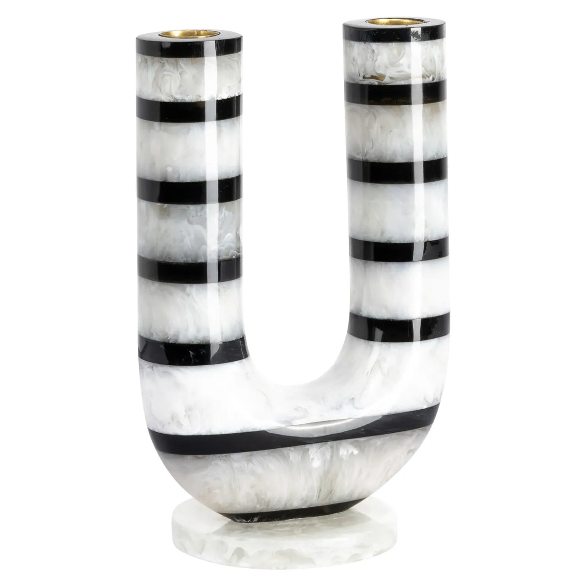 Richmond Interiors River Black/White Resin Candle Holder