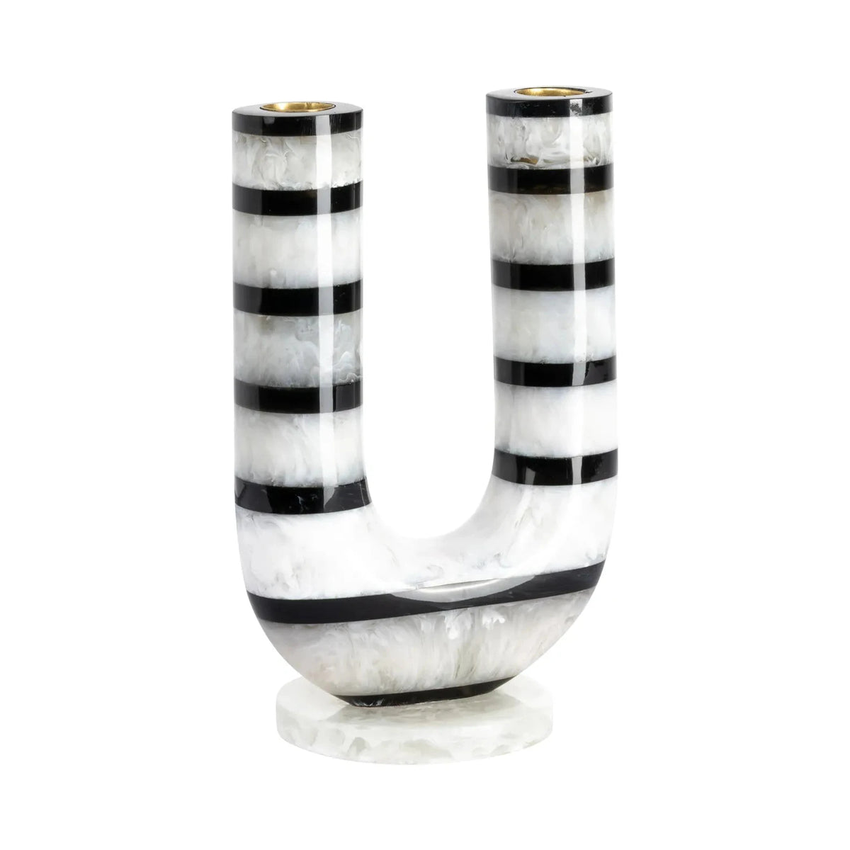 Richmond Interiors River Black/White Resin Candle Holder