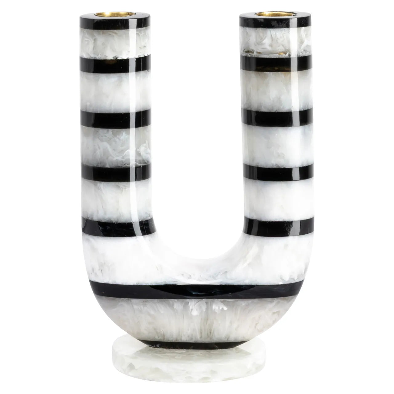 Richmond Interiors River Black/White Resin Candle Holder