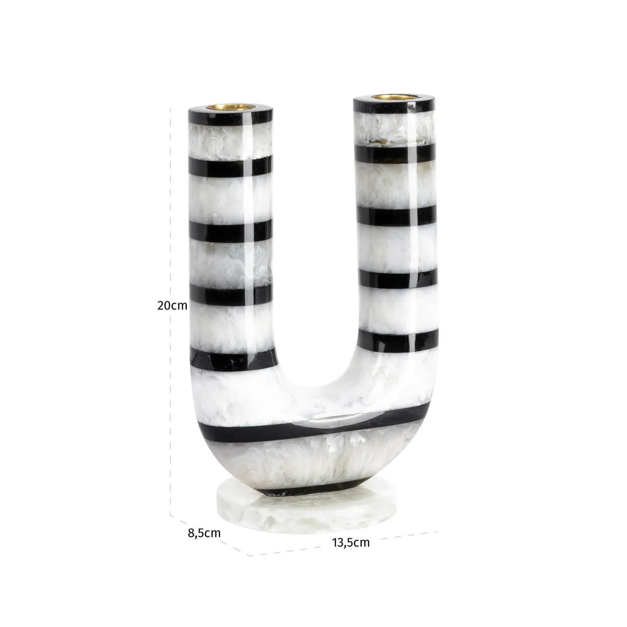 Richmond Interiors River Black/White Resin Candle Holder