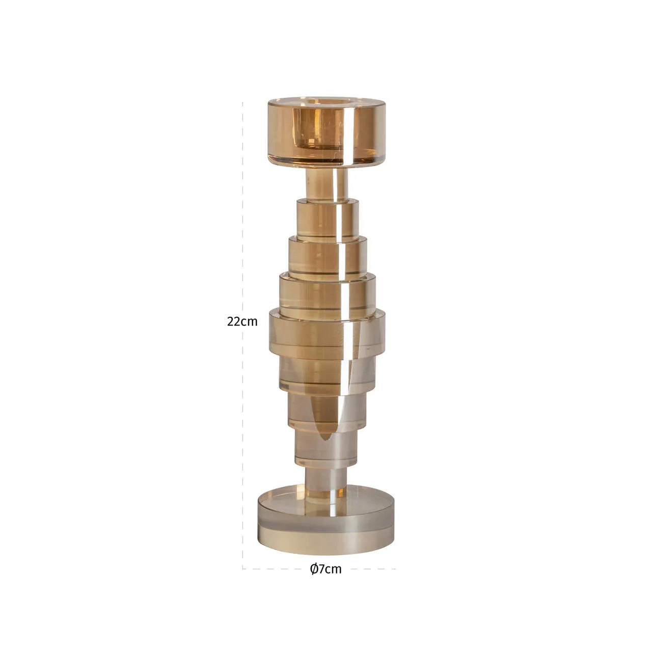 Richmond Interiors Bryn Champagne Gold Glass Candle Holder Small