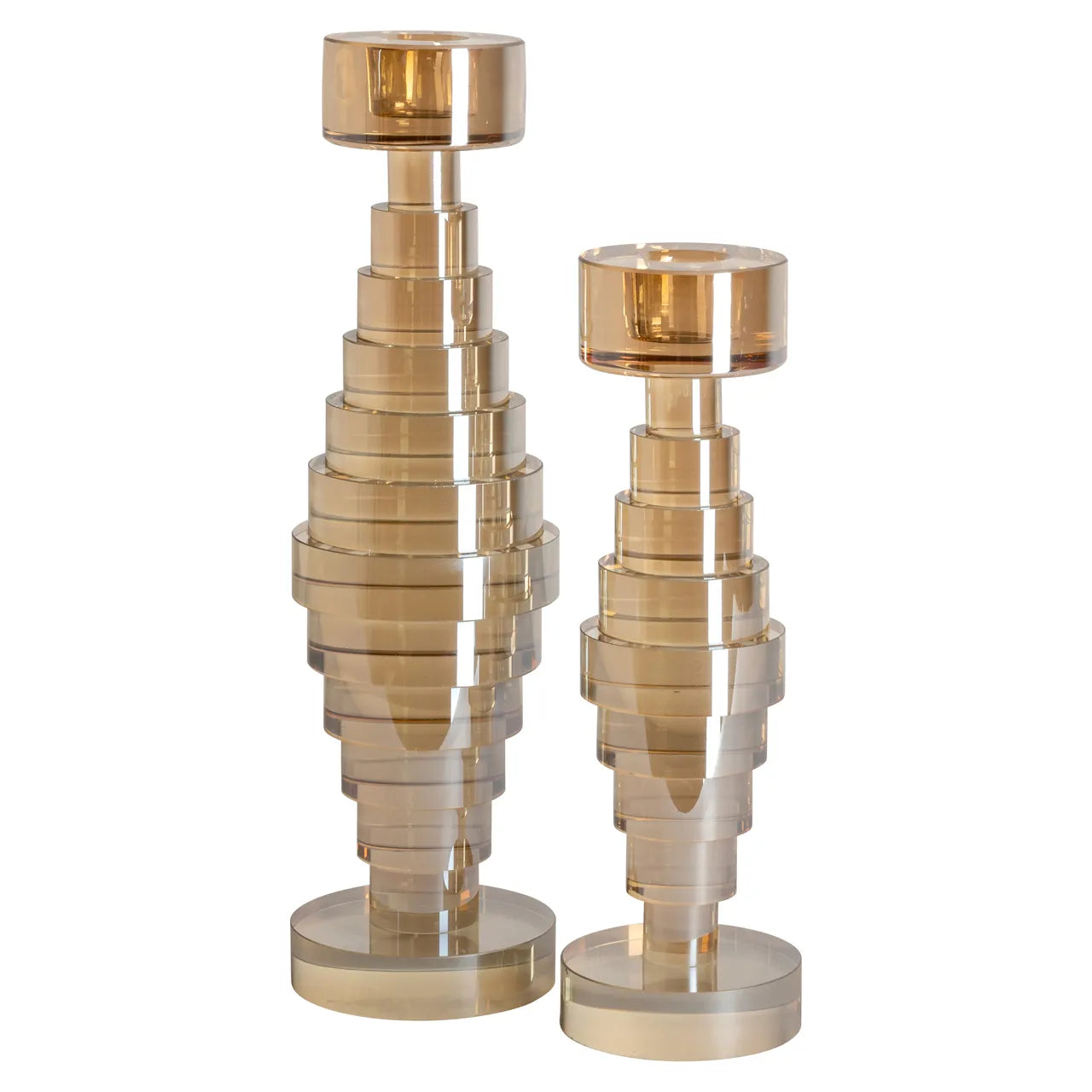 Richmond Interiors Bryn Champagne Gold Glass Candle Holder Small