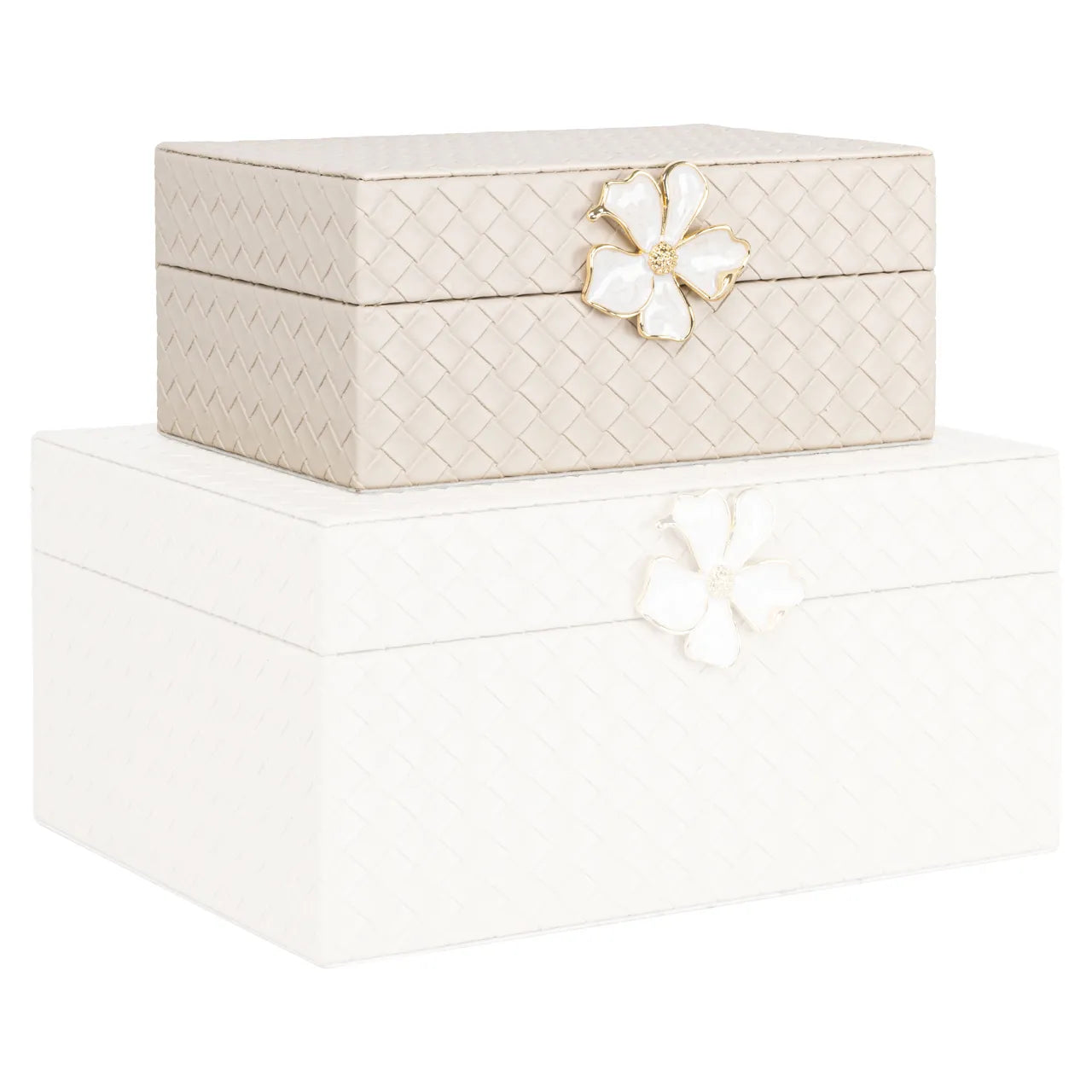 Richmond Interiors Lillie Ivory Faux Leather Storage Box Small