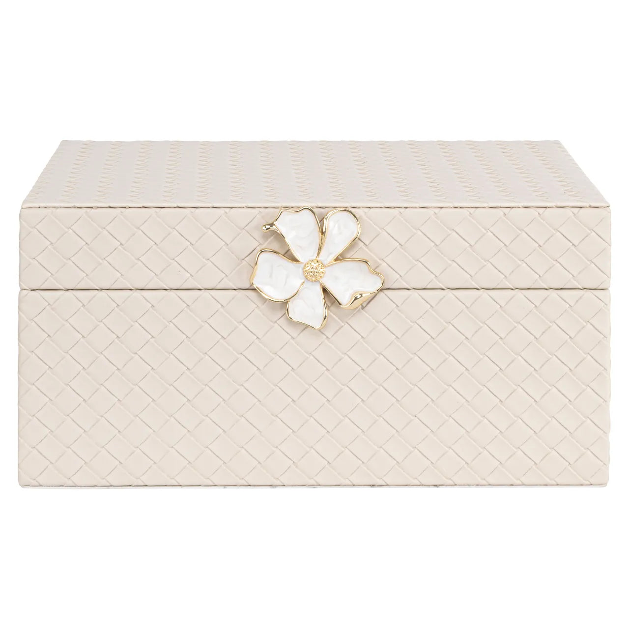 Richmond Interiors Lillie Ivory Faux Leather Storage Box Large