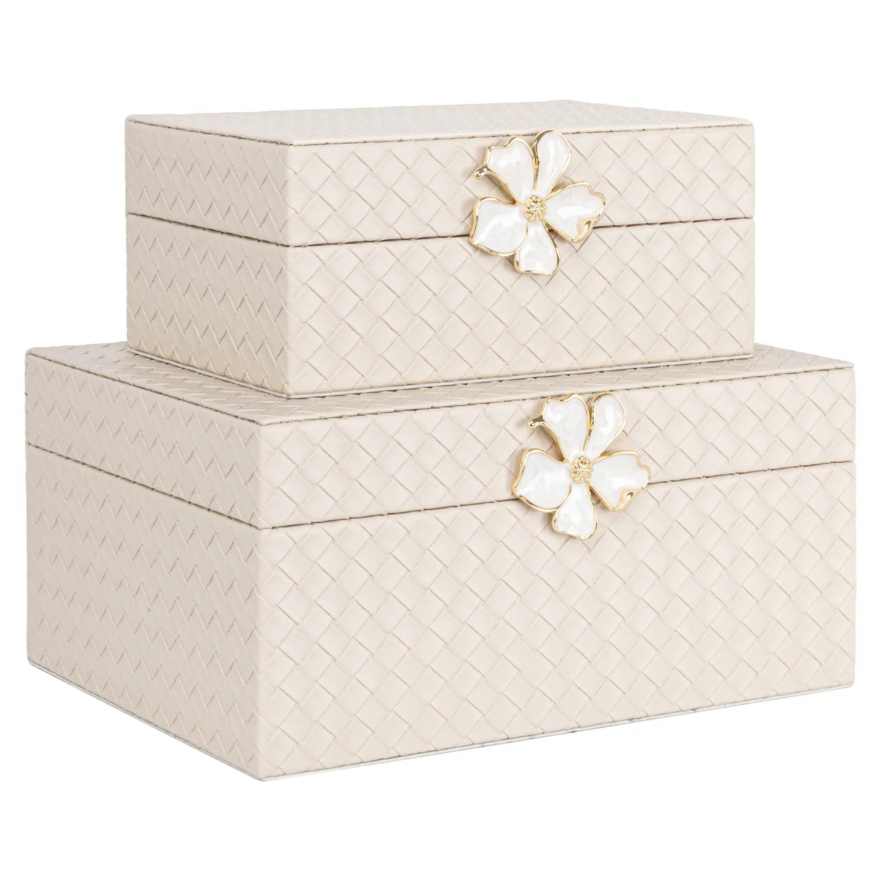 Richmond Interiors Lillie Ivory Faux Leather Storage Box Large