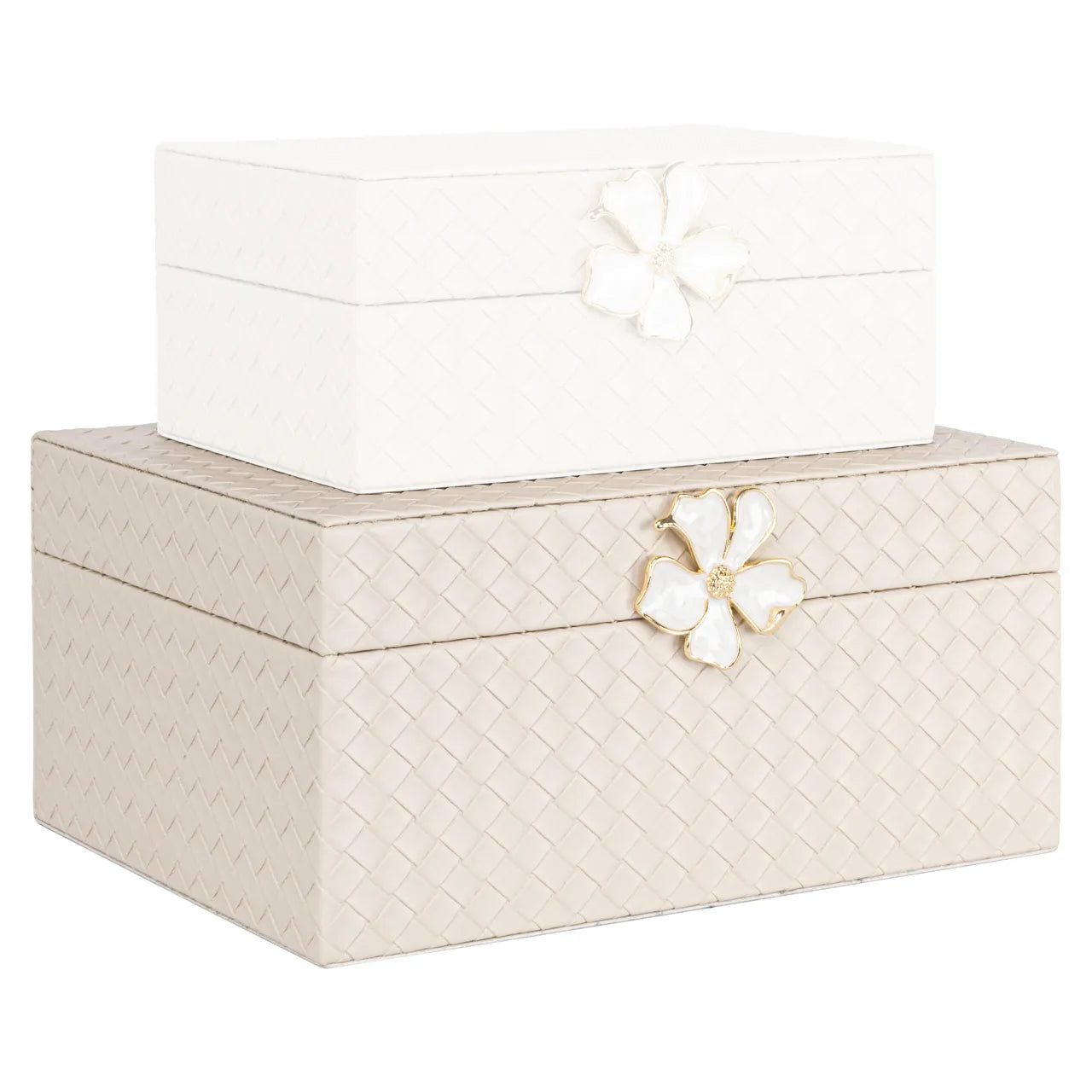 Richmond Interiors Lillie Ivory Faux Leather Storage Box Large