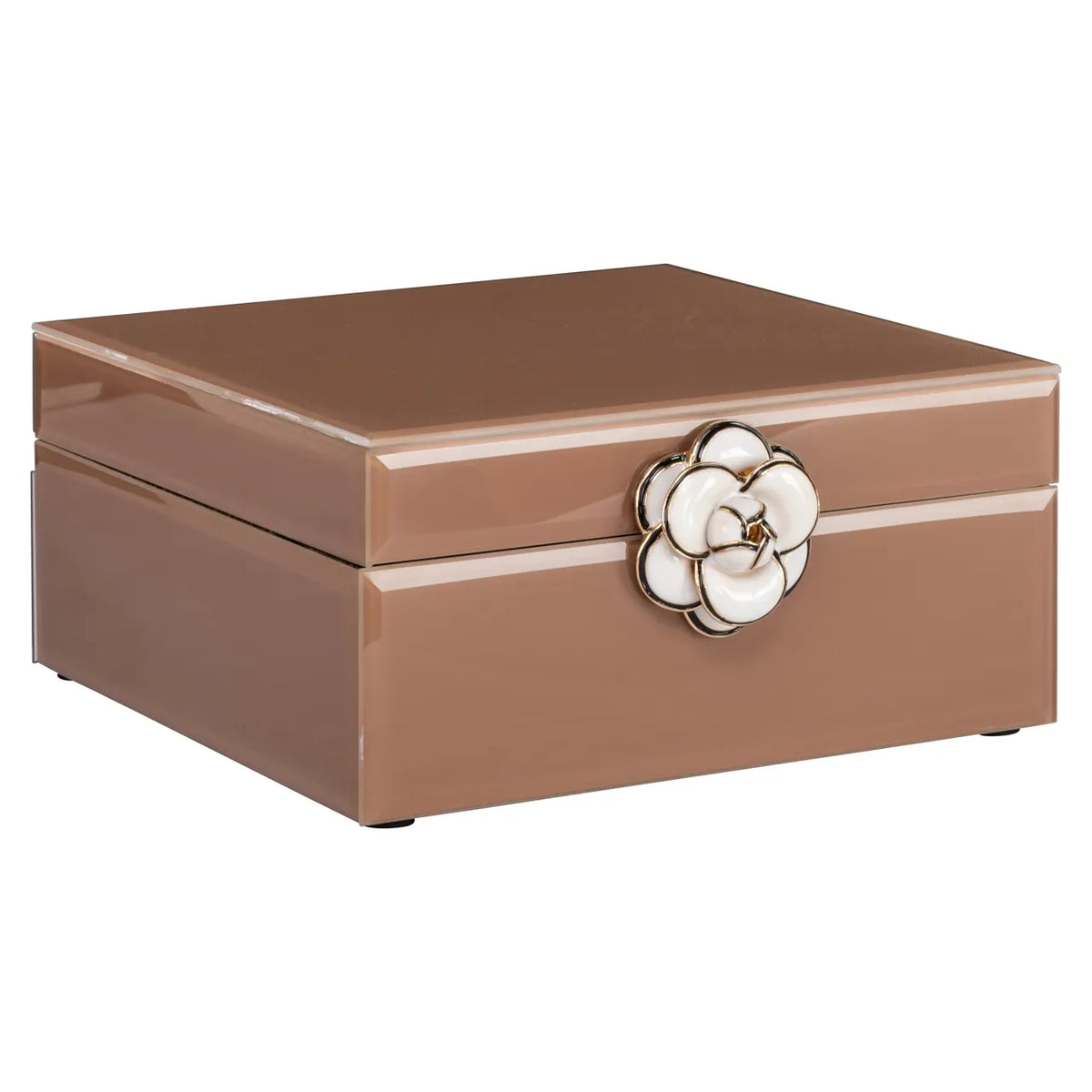 Richmond Interiors Floral Brown Glass Storage Box Small