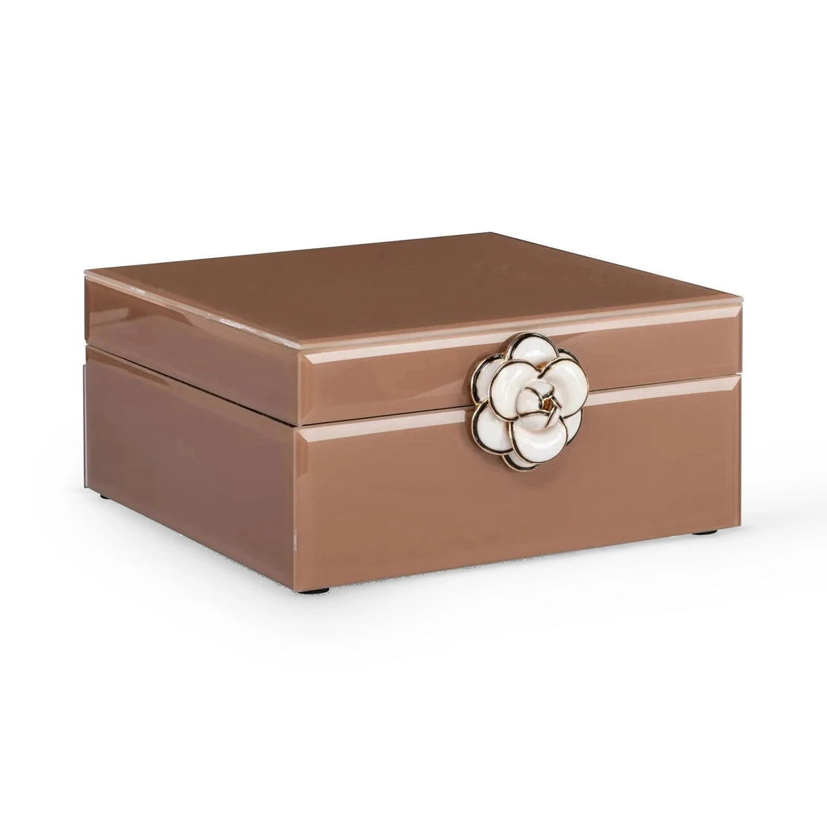 Richmond Interiors Floral Brown Glass Storage Box Small