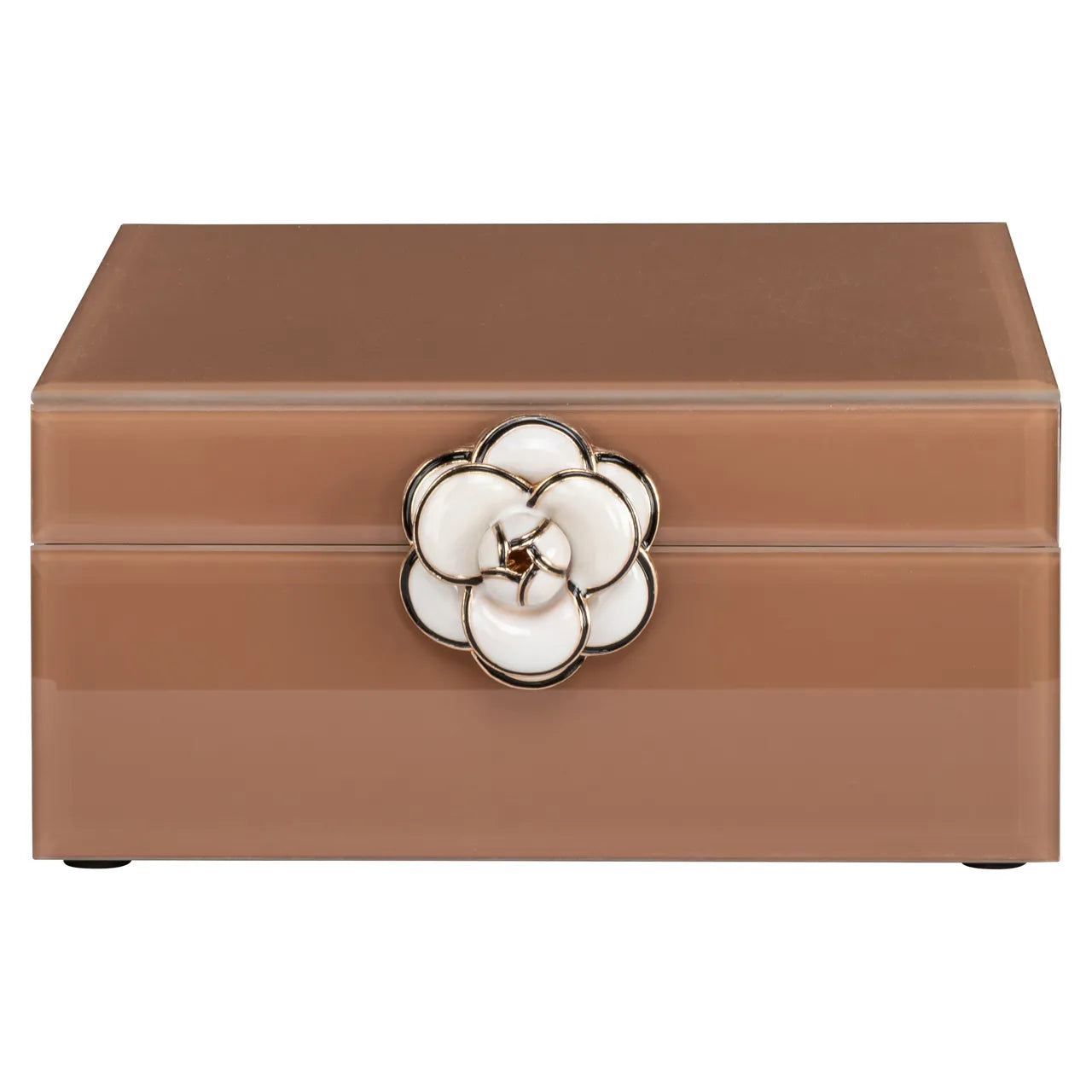 Richmond Interiors Floral Brown Glass Storage Box Small
