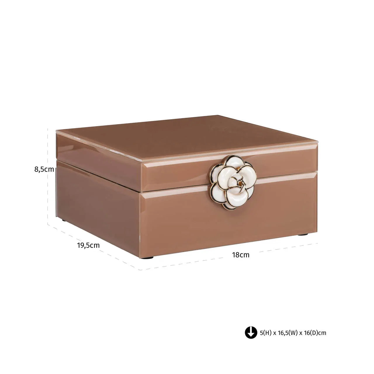 Richmond Interiors Floral Brown Glass Storage Box Small