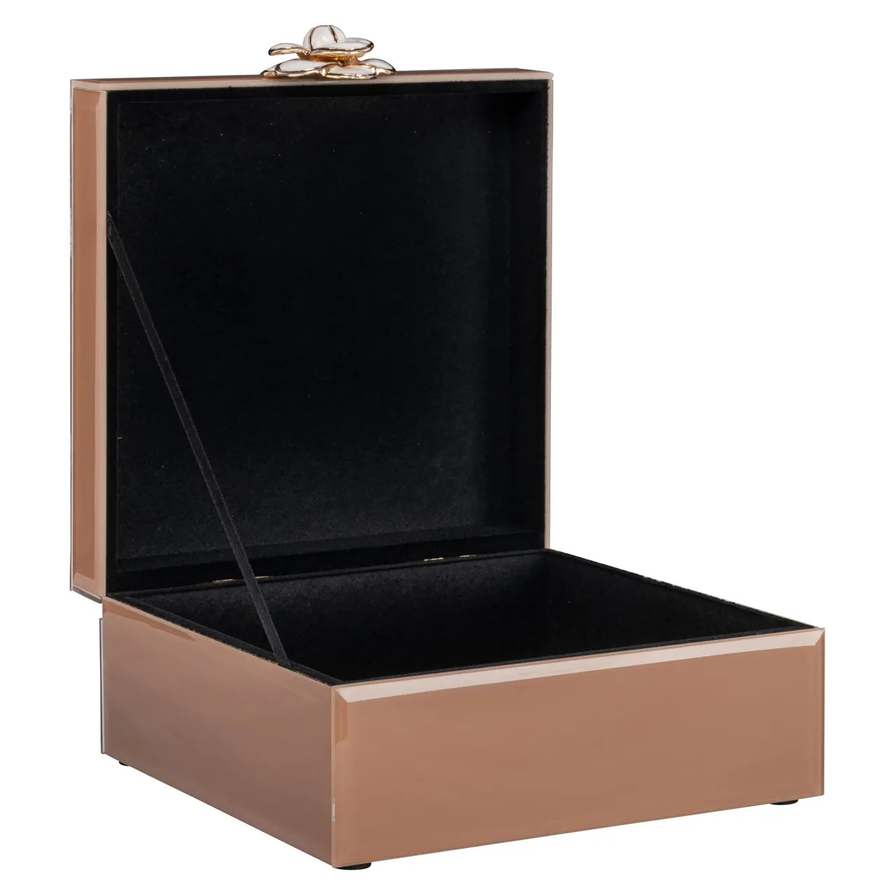 Richmond Interiors Floral Brown Glass Storage Box Small