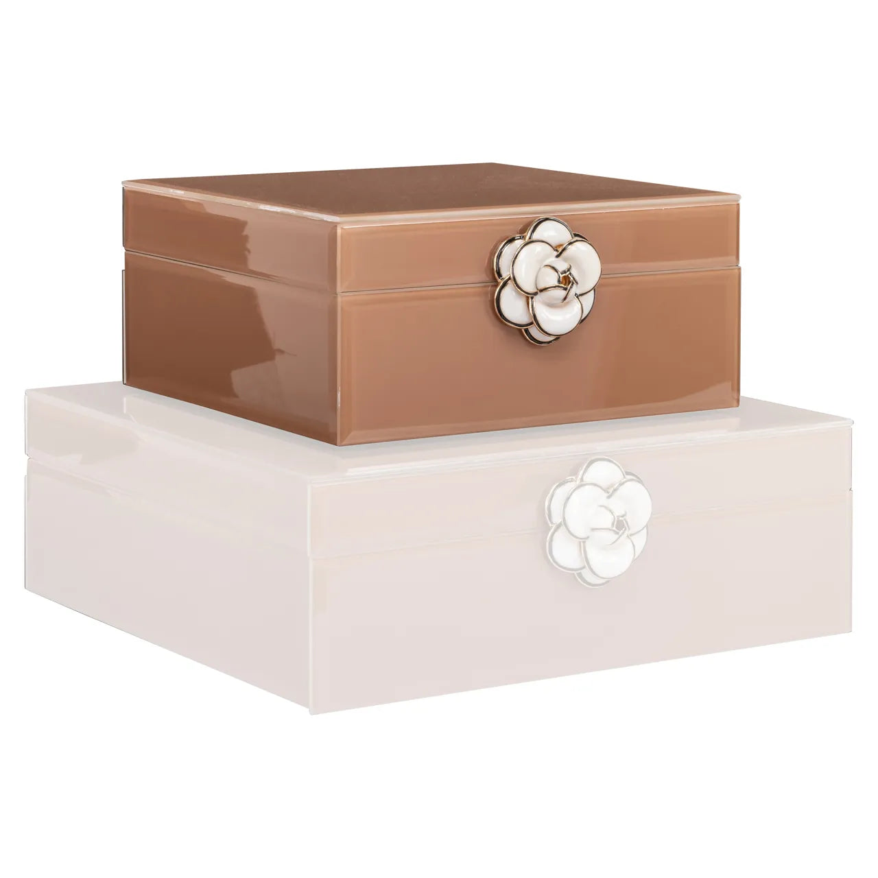 Richmond Interiors Floral Brown Glass Storage Box Small