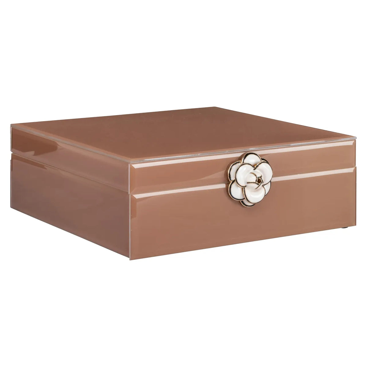 Richmond Interiors Floral Brown Glass Storage Box Large