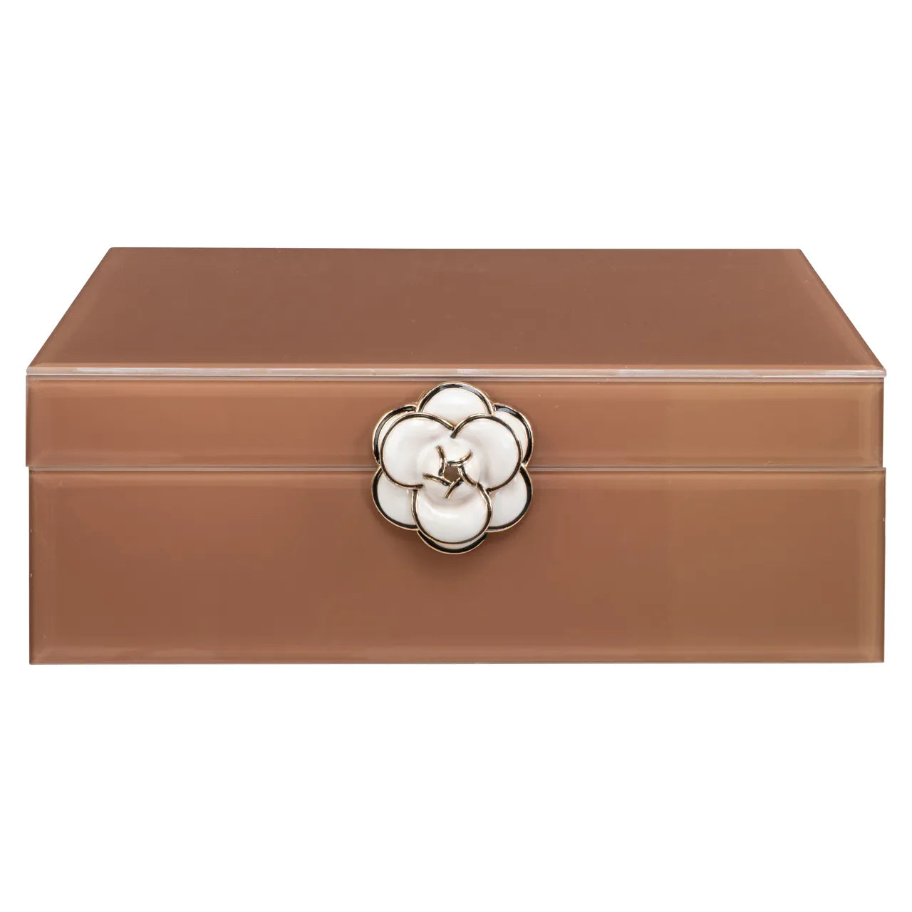 Richmond Interiors Floral Brown Glass Storage Box Large