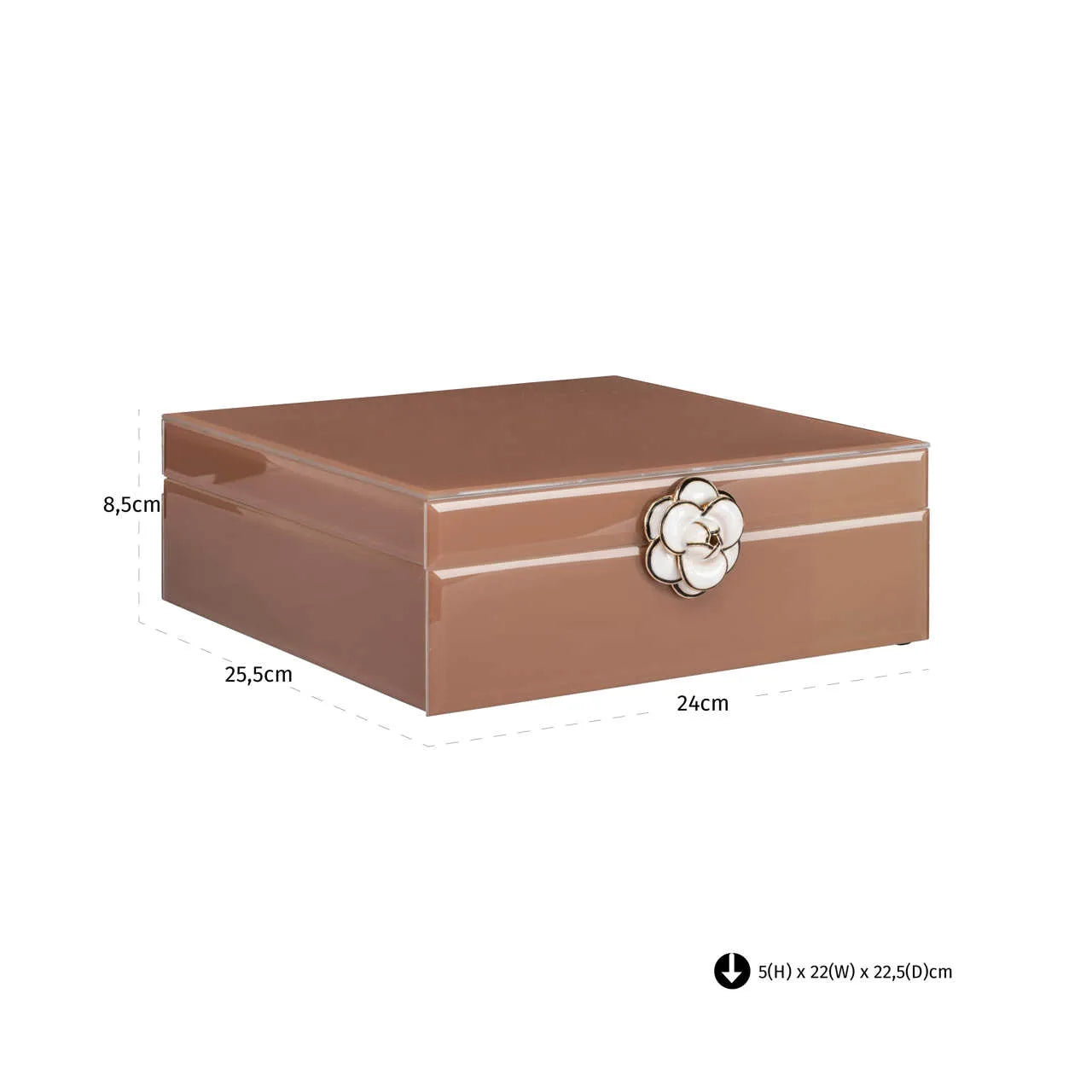 Richmond Interiors Floral Brown Glass Storage Box Large