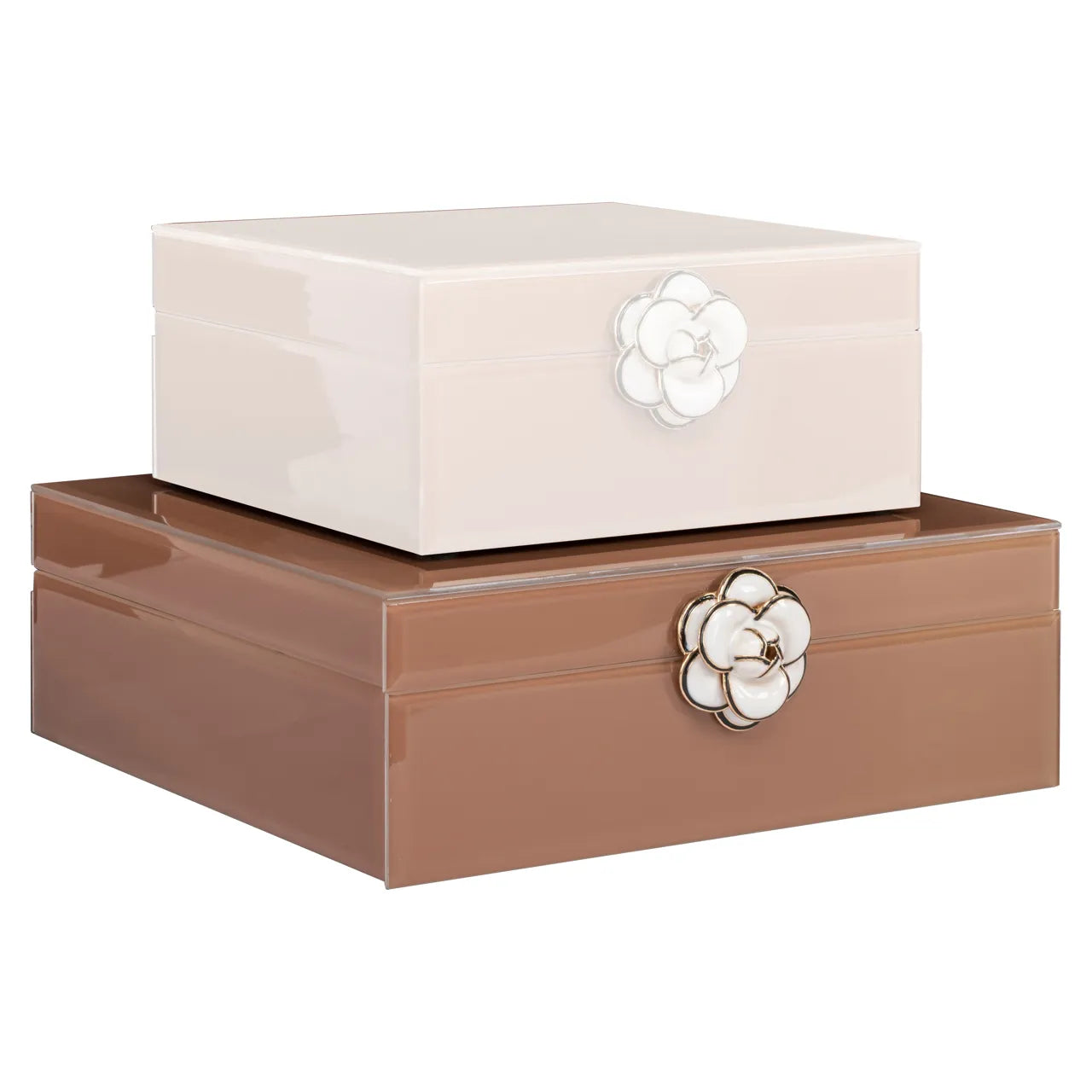 Richmond Interiors Floral Brown Glass Storage Box Large