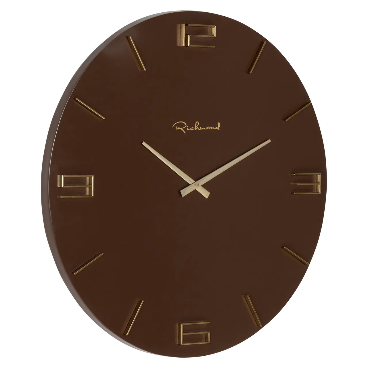 Richmond Interiors Byram Chestnut Brown Brass Wall Clock