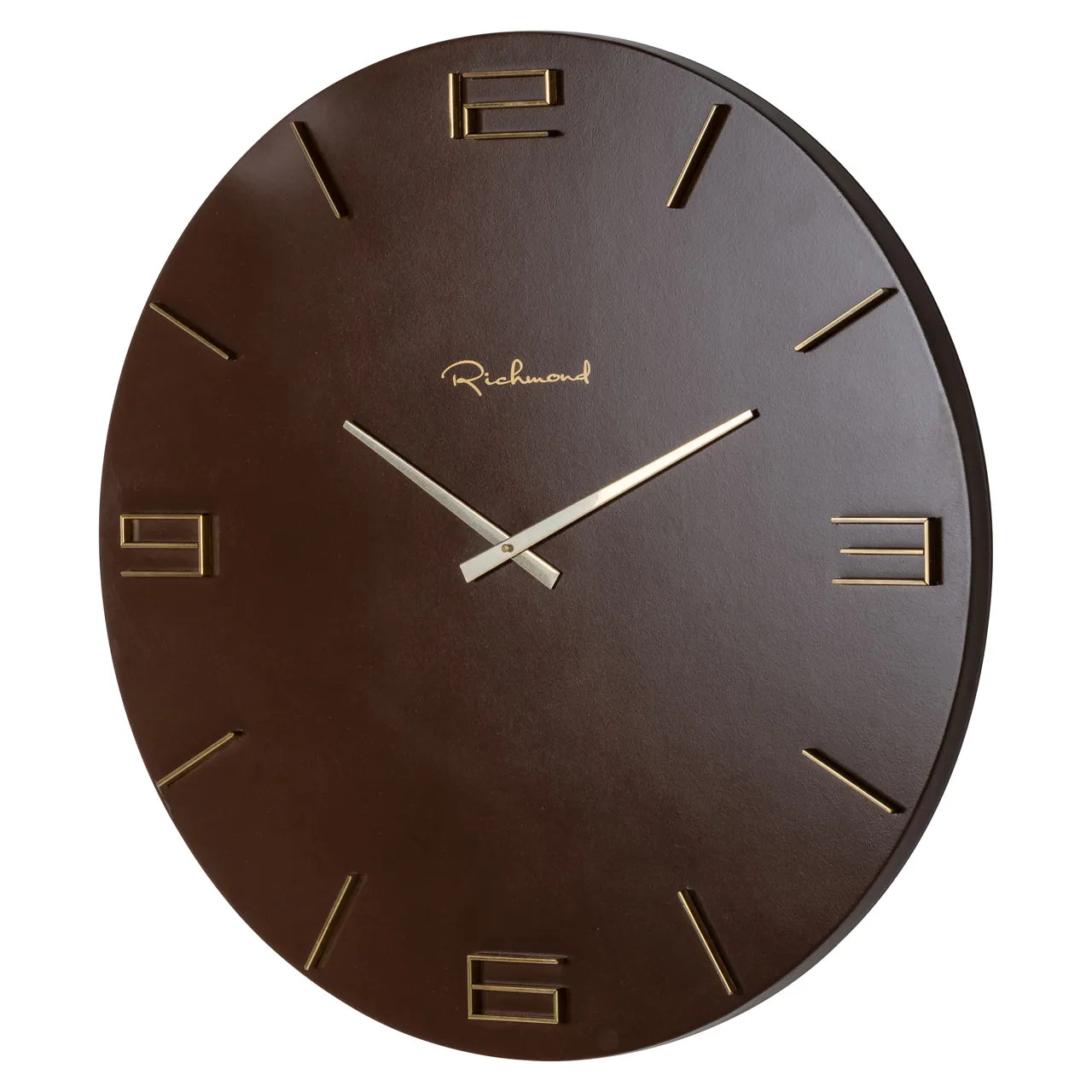 Richmond Interiors Byram Chestnut Brown Brass Wall Clock