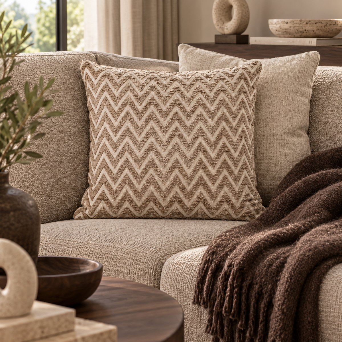 Richmond Interiors Nino Sand Chevron Cushion luxury lifestyle image