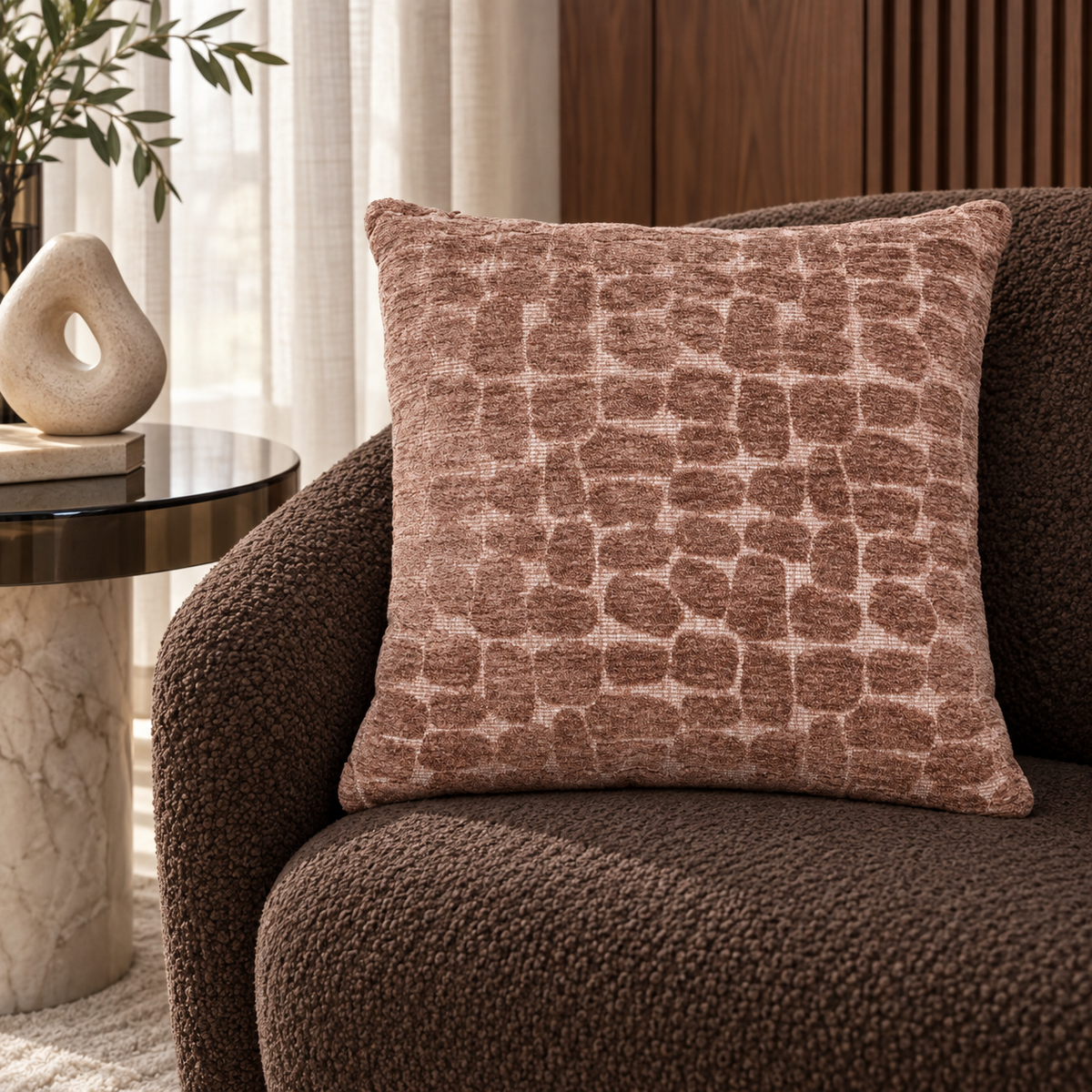 Richmond Interiors Veda Pale Pebble Cushion luxury lifestyle image
