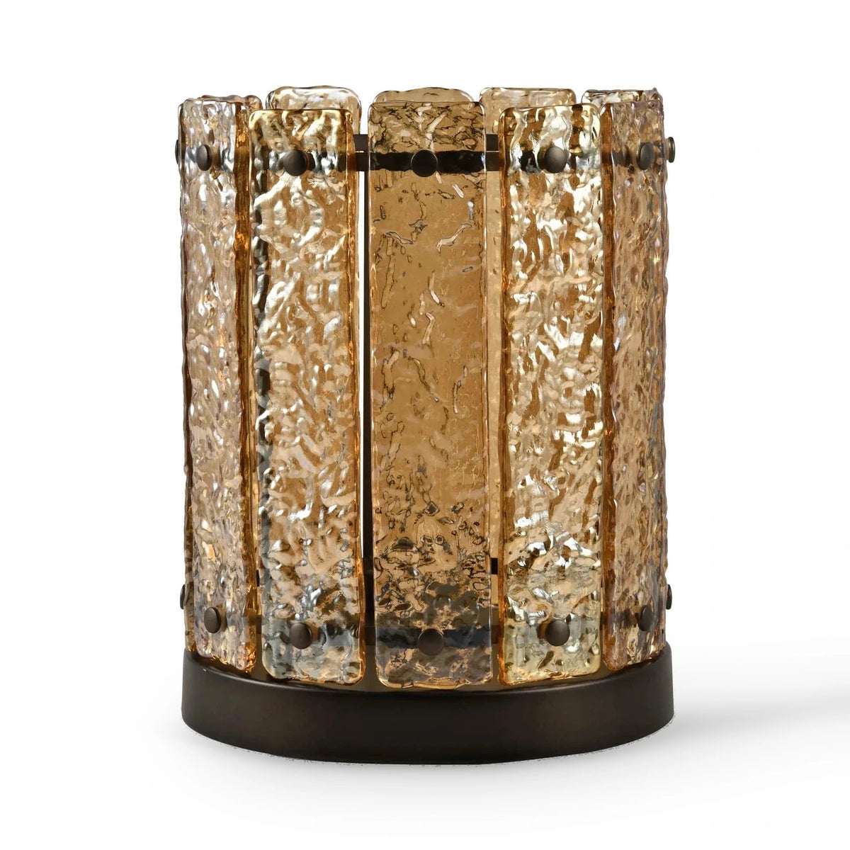 Richmond Interiors Aura Amber Glass Hurricane Candle Holder Small