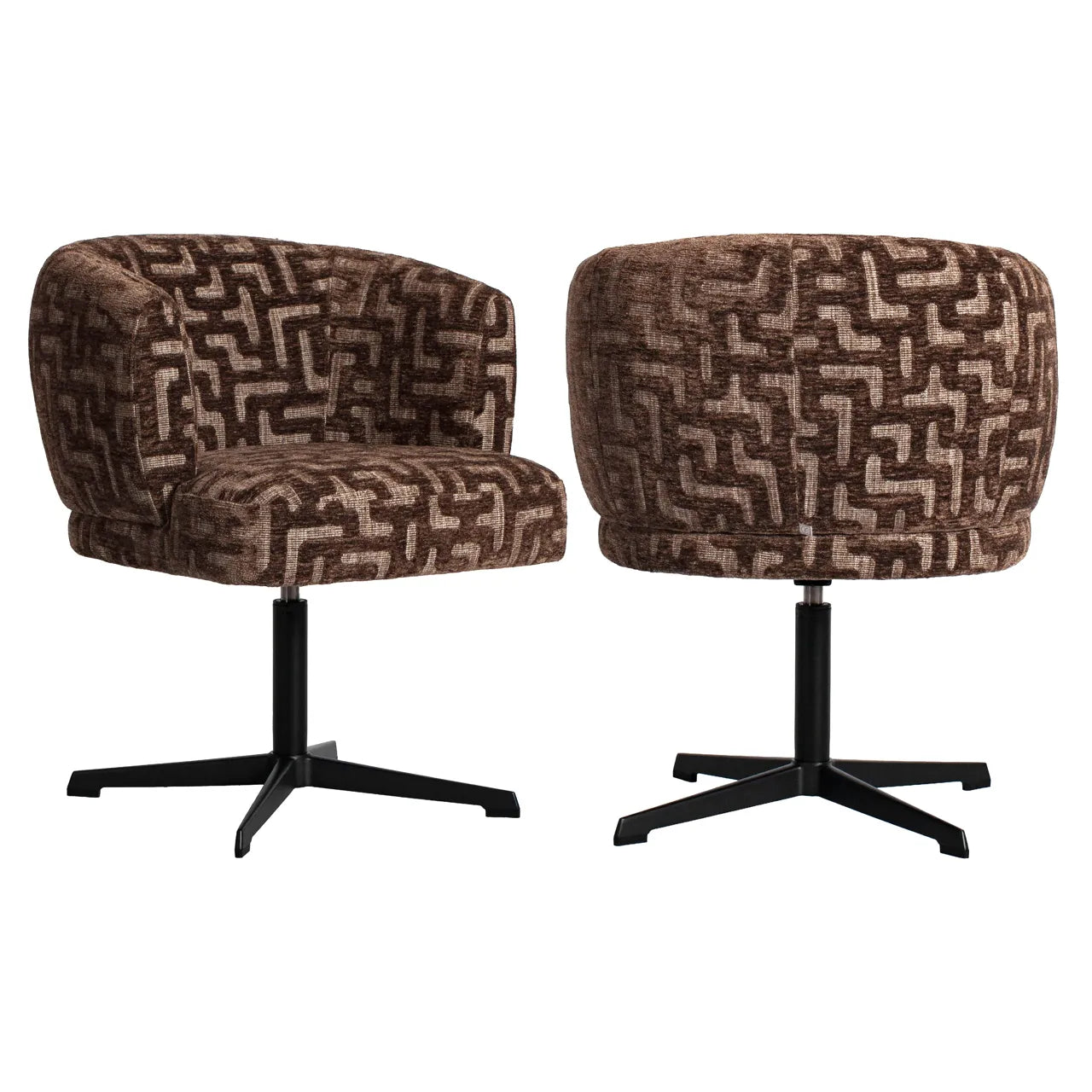 Richmond Interiors Dinan Brown Labyrinth Chenille Swivel Dining Chair