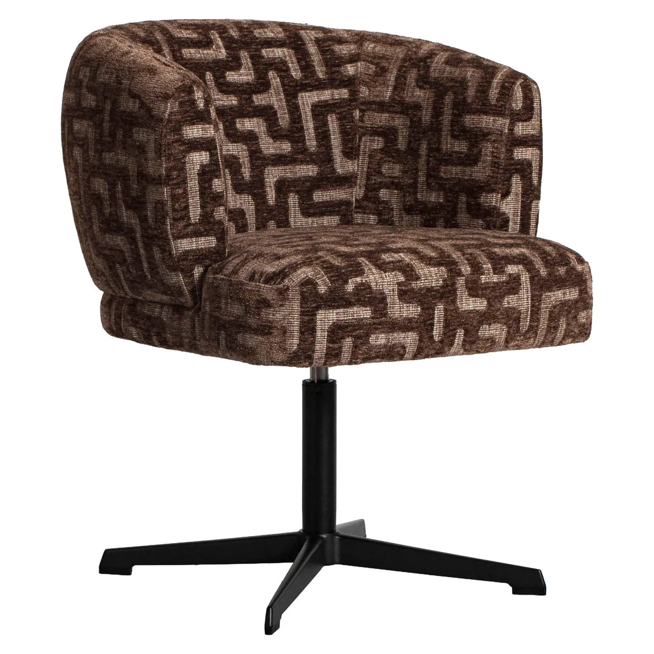 Richmond Interiors Dinan Brown Labyrinth Chenille Swivel Dining Chair
