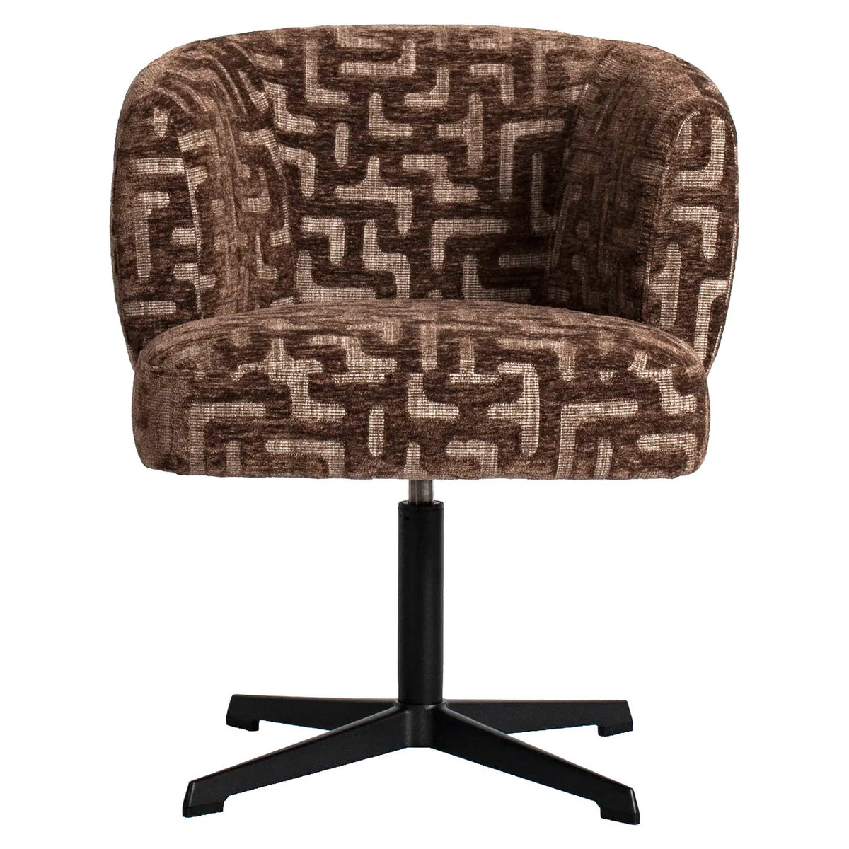 Richmond Interiors Dinan Brown Labyrinth Chenille Swivel Dining Chair