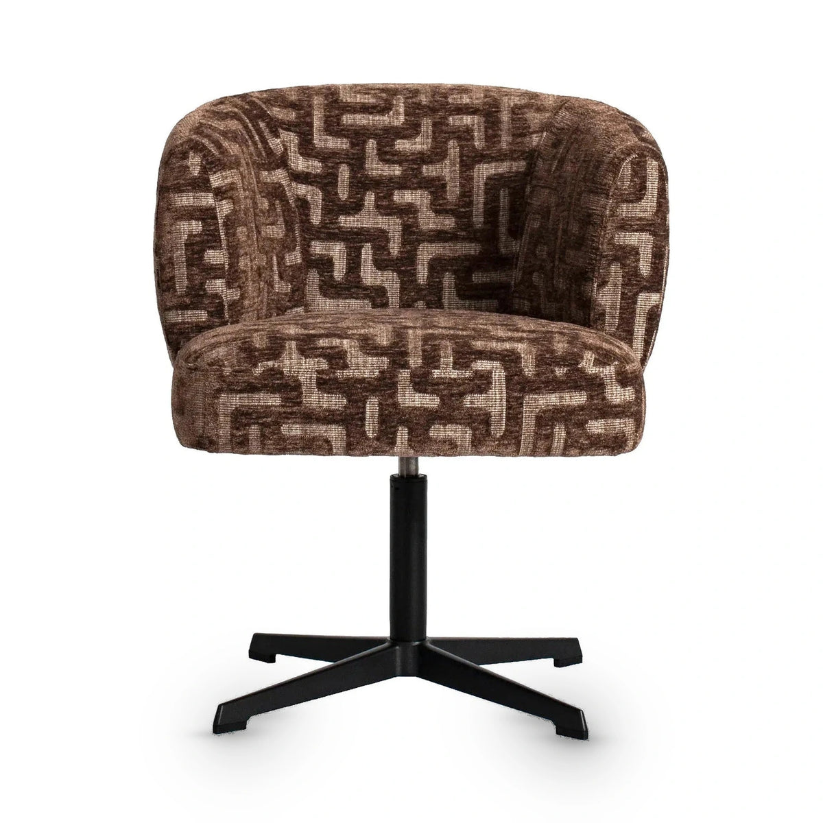 Richmond Interiors Dinan Brown Labyrinth Chenille Swivel Dining Chair