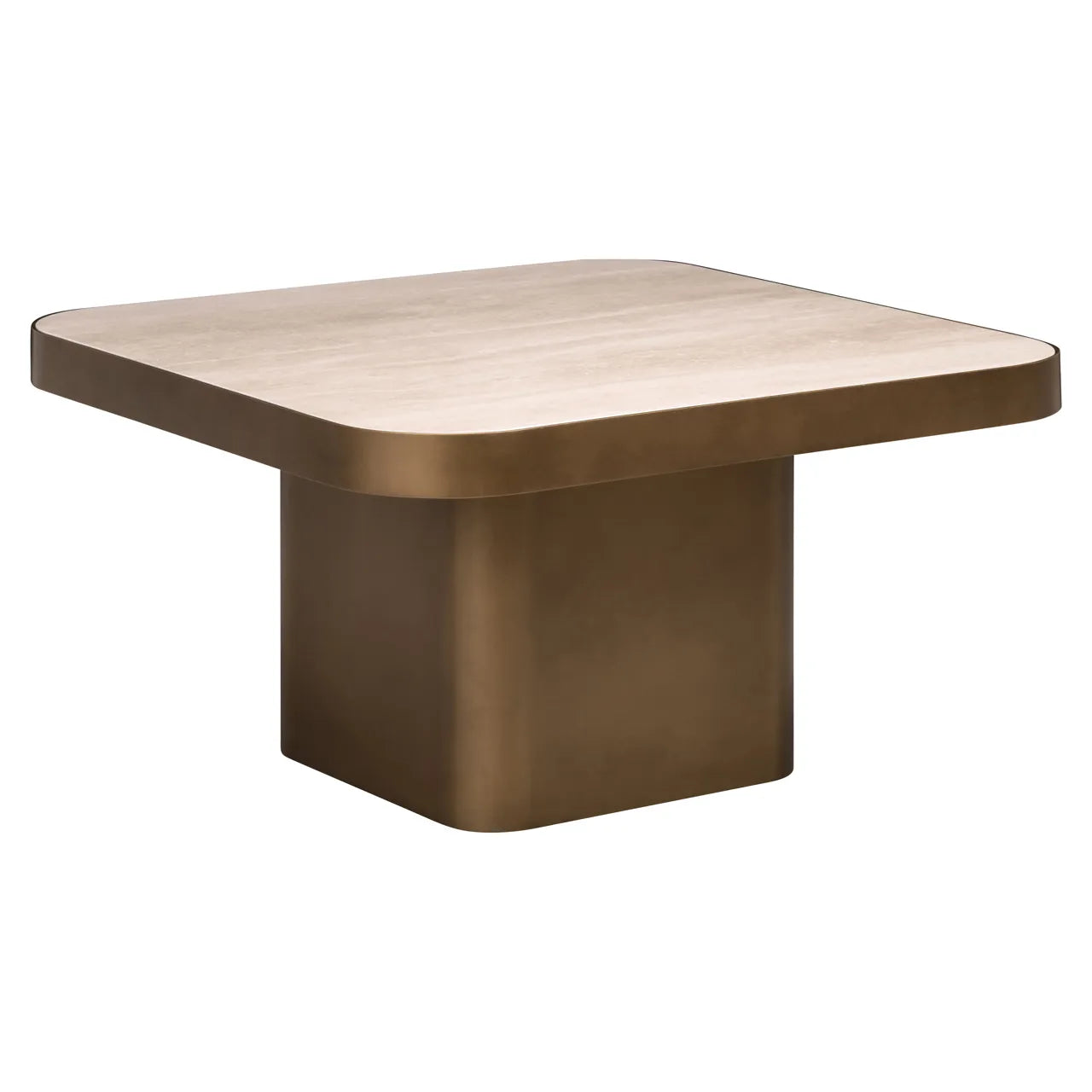 Richmond Interiors Claridge Travertine & Gold Square Coffee Table 70cm