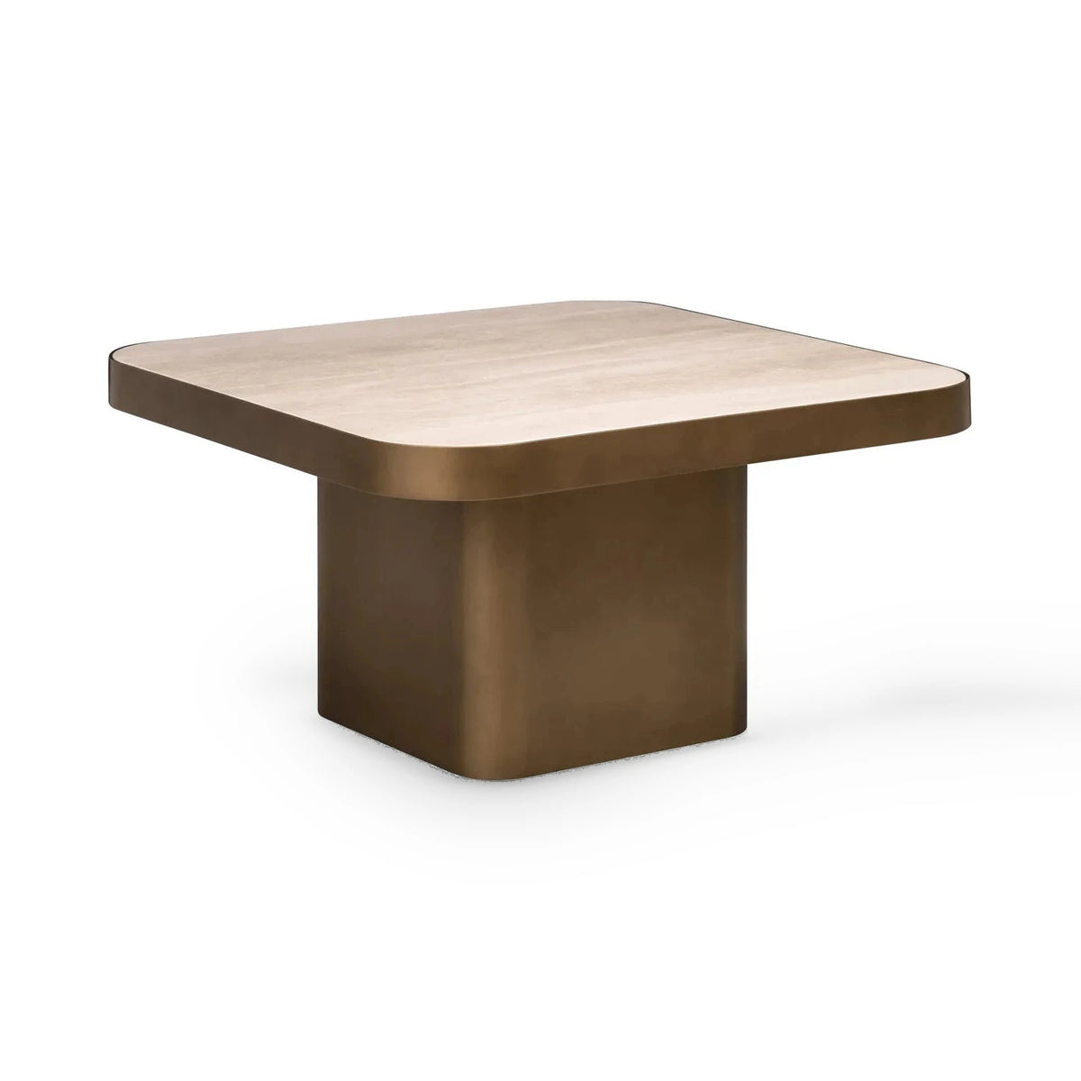 Richmond Interiors Claridge Travertine & Gold Square Coffee Table 70cm