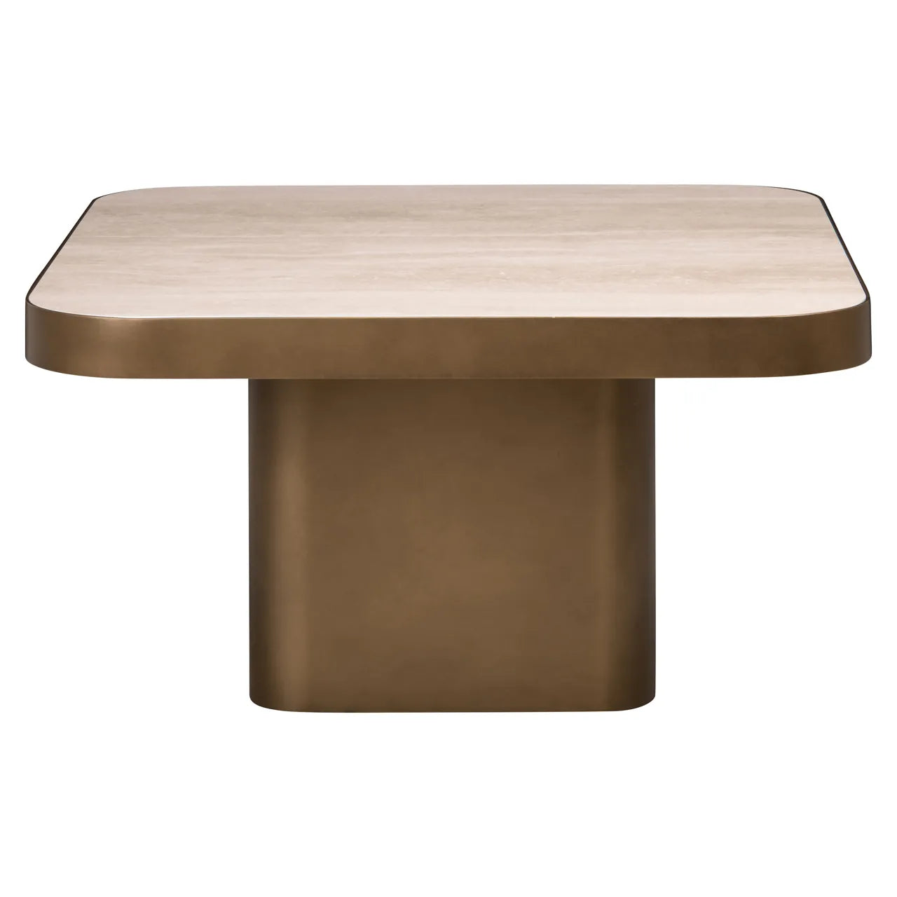 Richmond Interiors Claridge Travertine & Gold Square Coffee Table 70cm