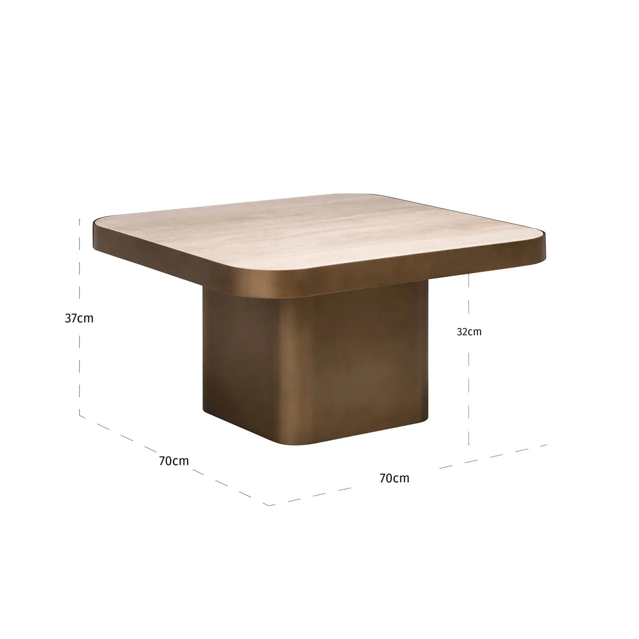 Richmond Interiors Claridge Travertine & Gold Square Coffee Table 70cm