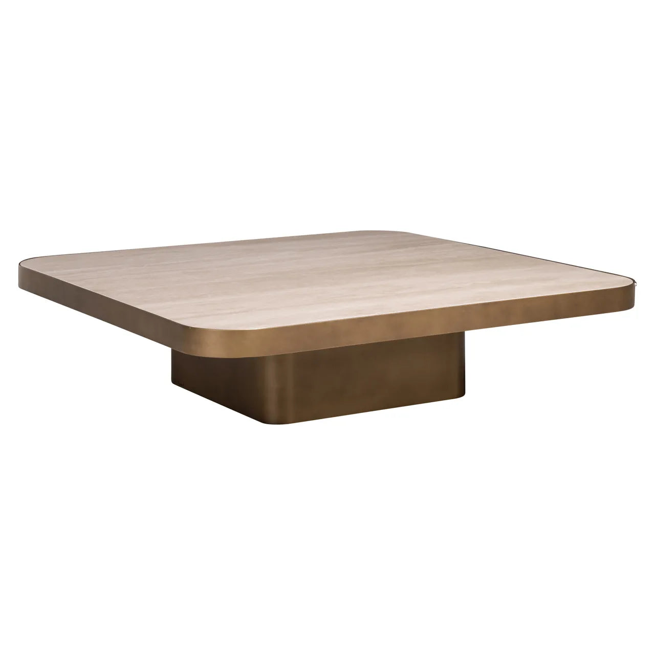 Richmond Interiors Claridge Travertine & Gold Square Coffee Table 100cm