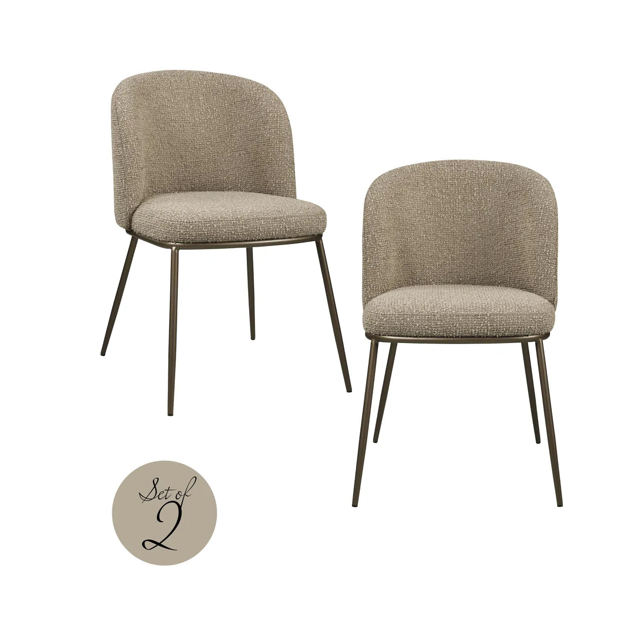 Richmond Interiors Set of 2 Elvi Mocca Chunky Dining Chairs
