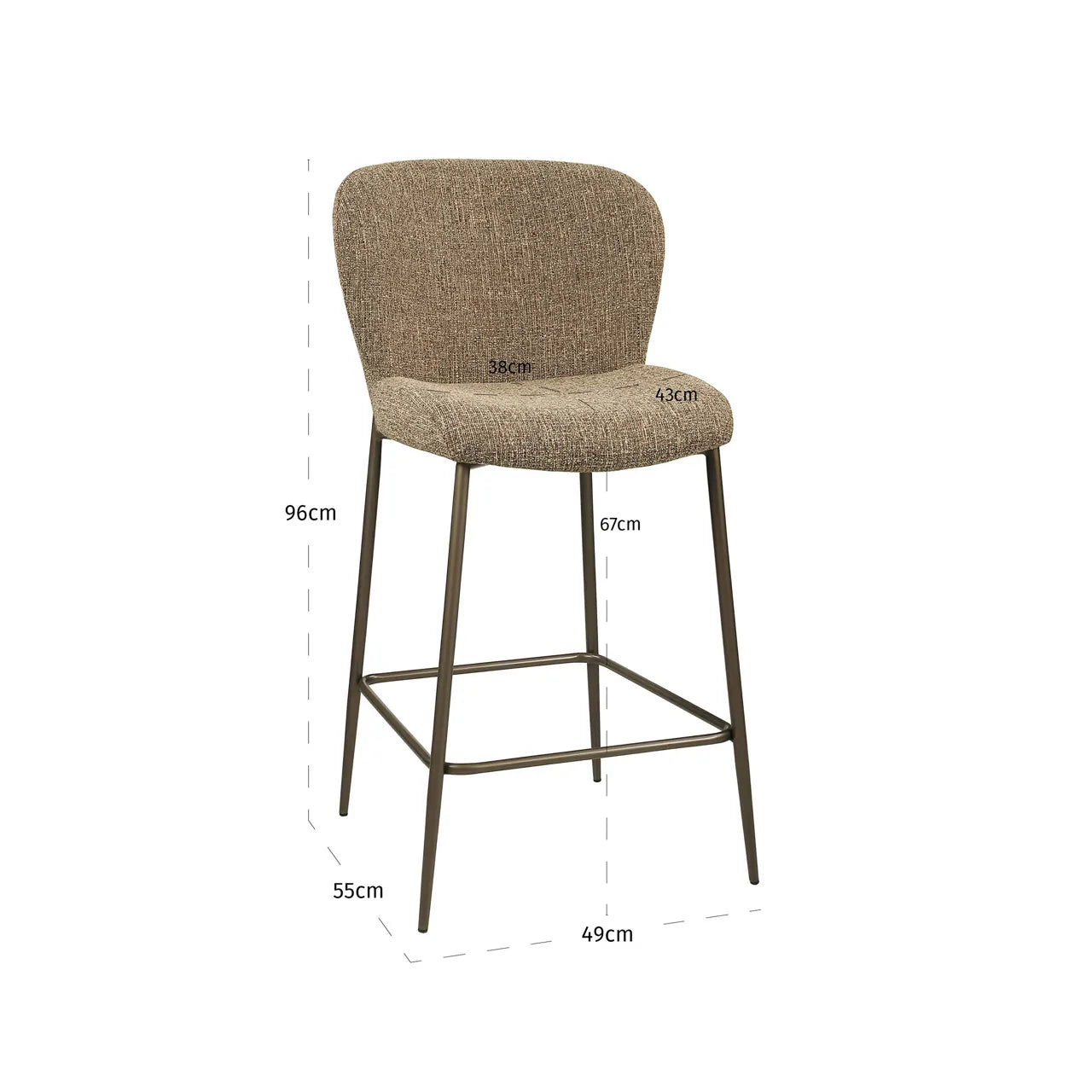 Richmond Interiors Odarby Brown Tweed Counter Stool