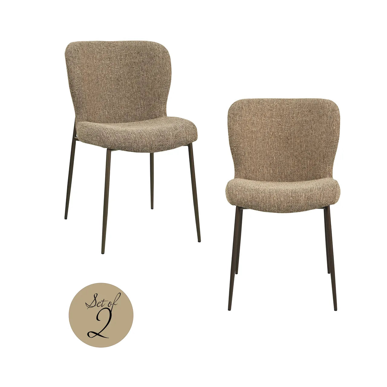 Richmond Interiors Set of 2 Odarby Brown Tweed Dining Chairs