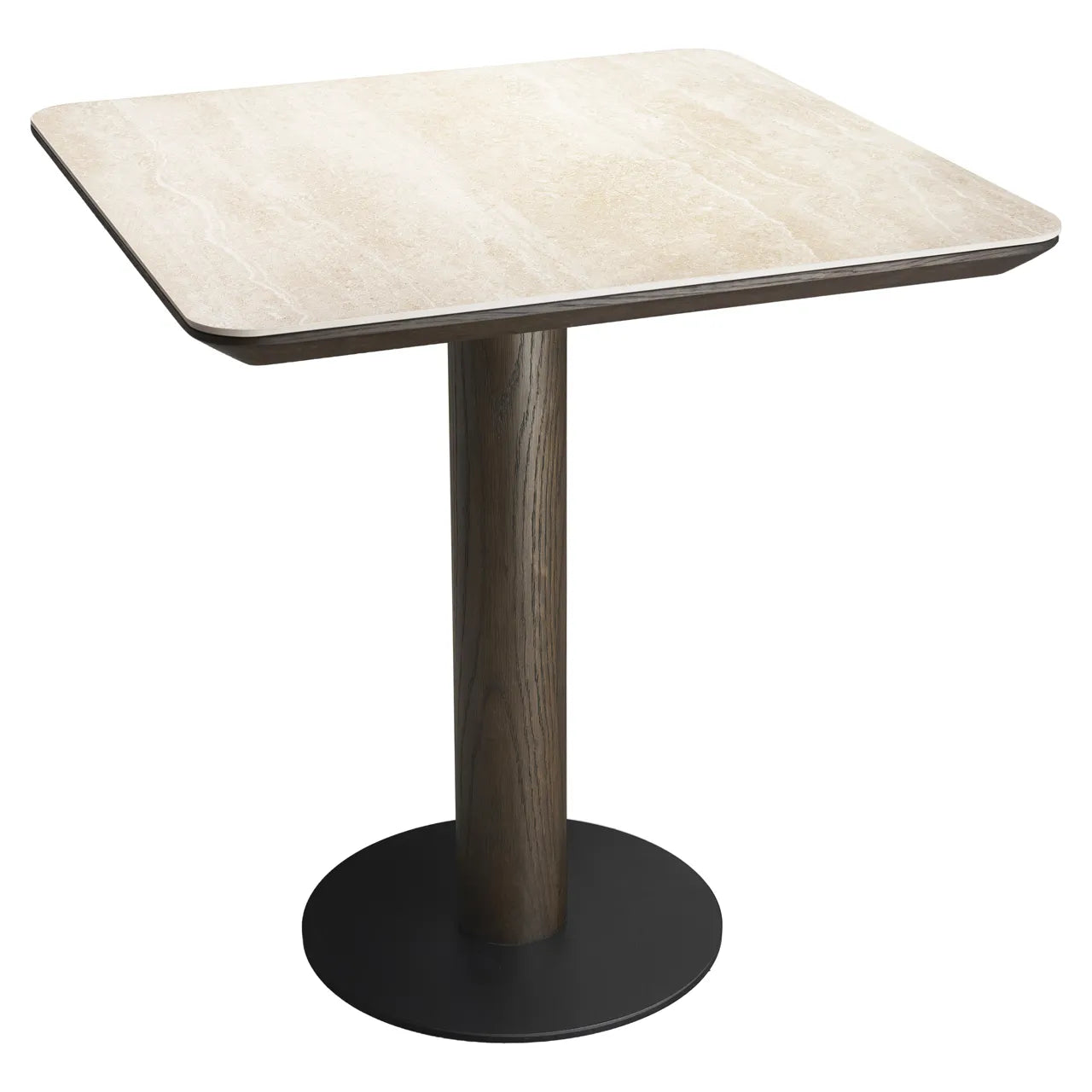 Richmond Interiors Ritz Brown Oak Wood & Cream Ceramic Marble Bistro Table