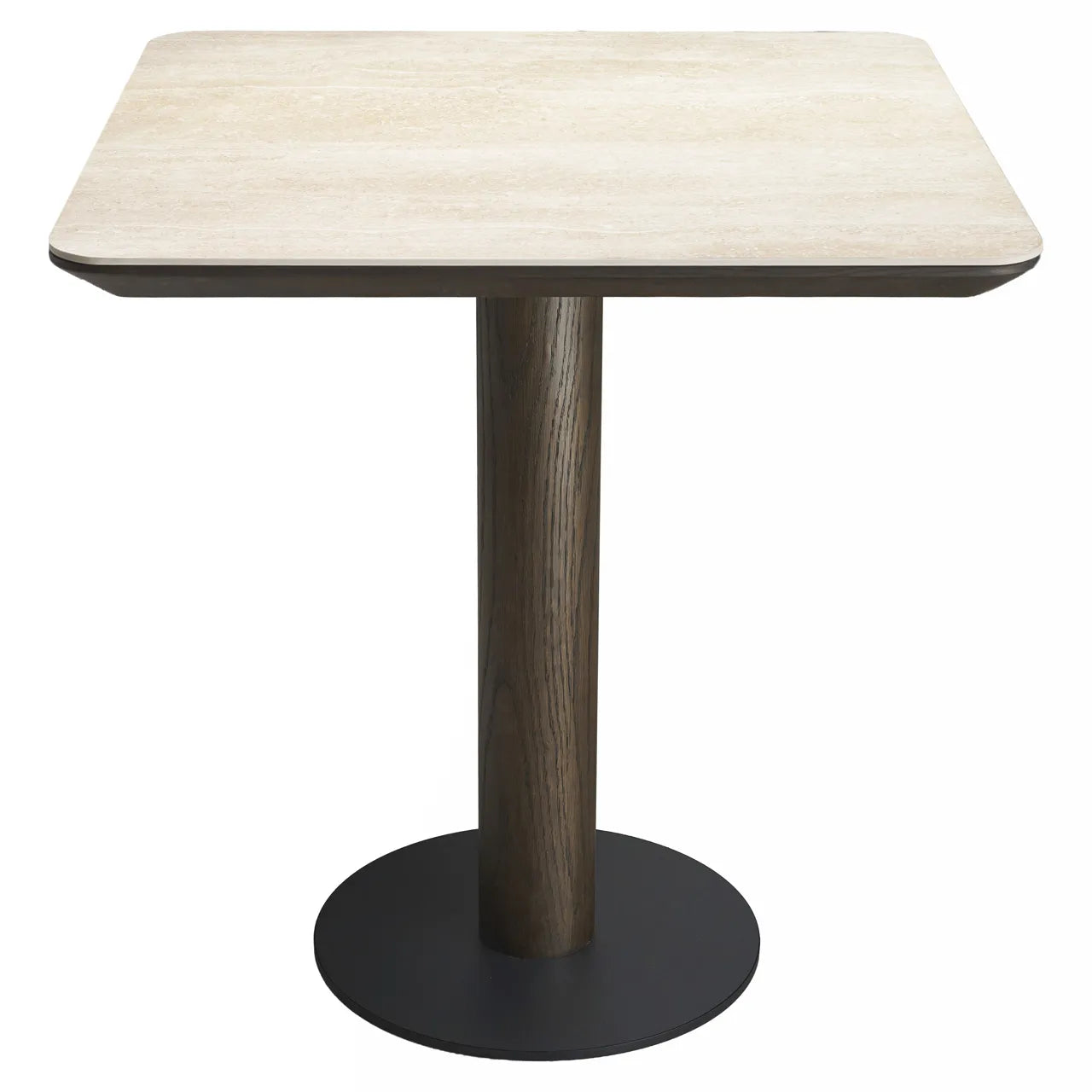 Richmond Interiors Ritz Brown Oak Wood & Cream Ceramic Marble Bistro Table