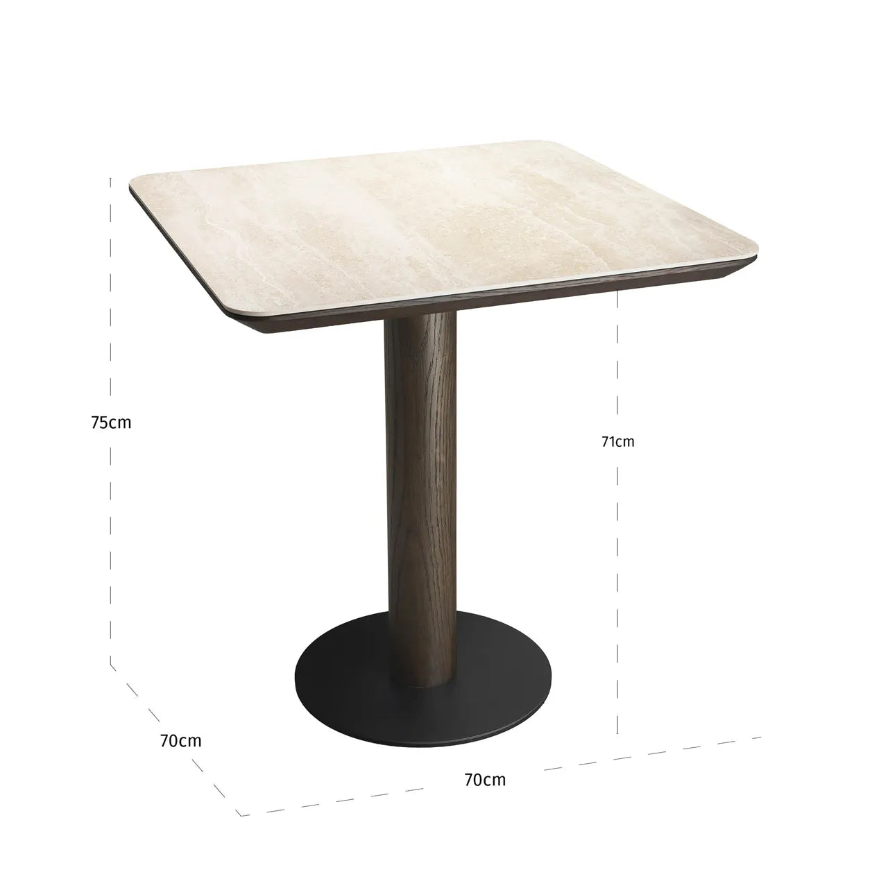 Richmond Interiors Ritz Brown Oak Wood & Cream Ceramic Marble Bistro Table