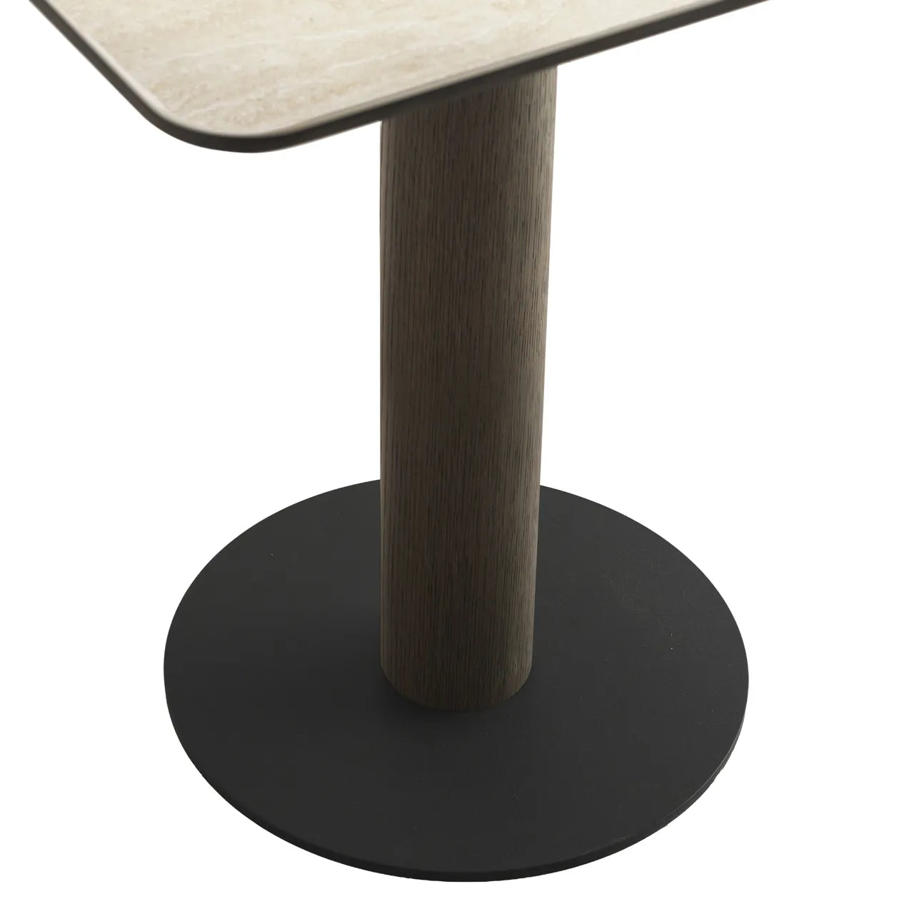 Richmond Interiors Ritz Brown Oak Wood & Cream Ceramic Marble Bistro Table