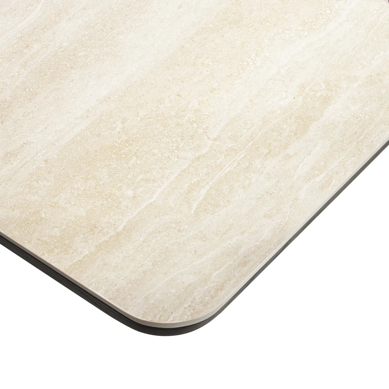 Richmond Interiors Ritz Brown Oak Wood & Cream Ceramic Marble Bistro Table