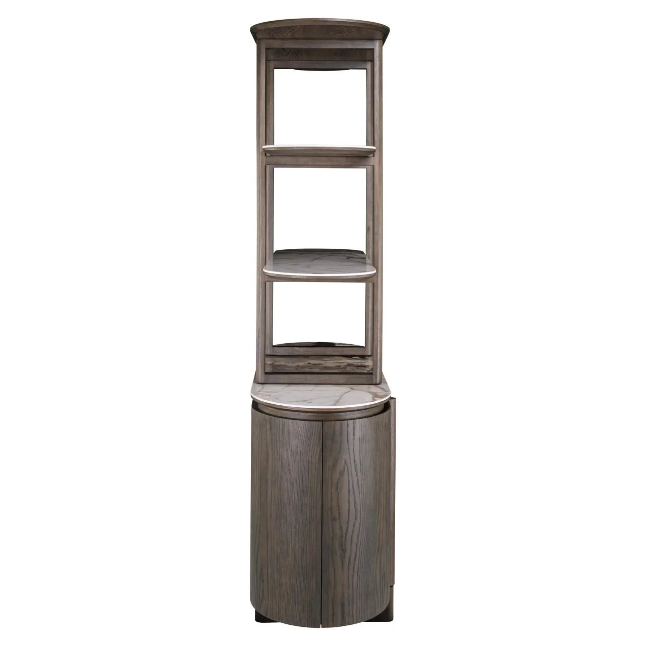 Richmond Interiors Langford Brown Oak Wood & Marble Ceramic Display Cabinet