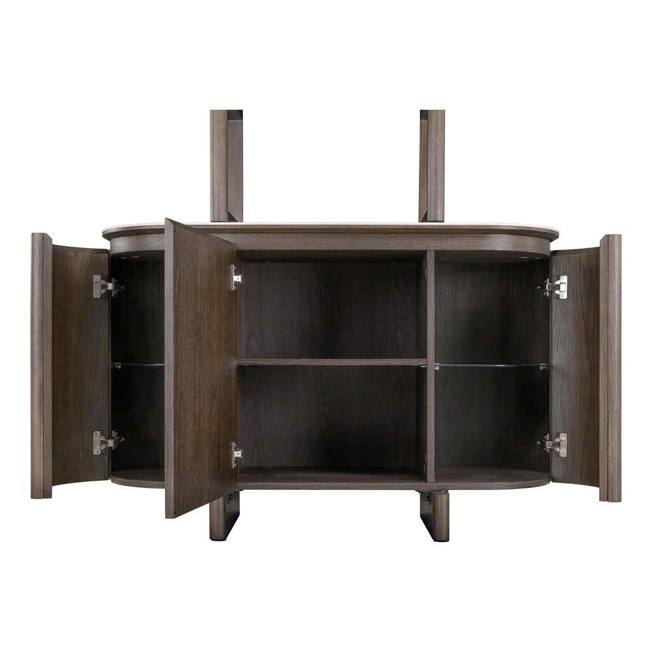 Richmond Interiors Langford Brown Oak Wood & Marble Ceramic Display Cabinet