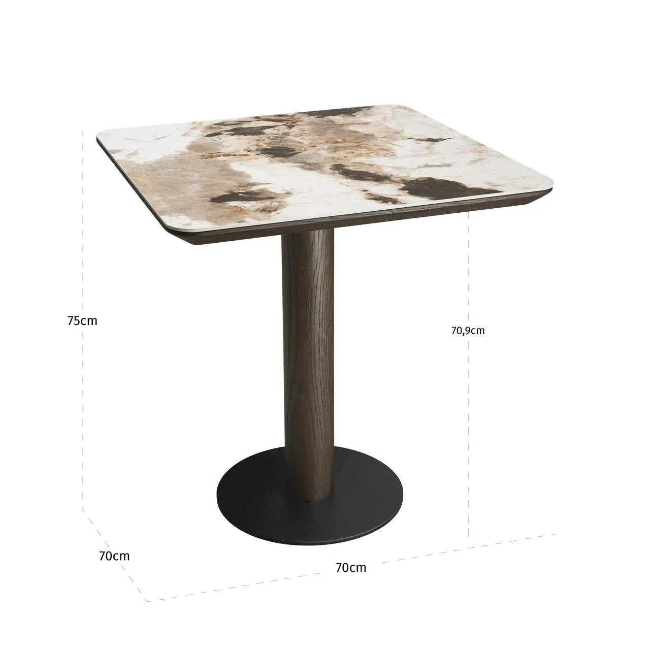 Richmond Interiors Langford Brown Oak Wood & Marble Bistro Table