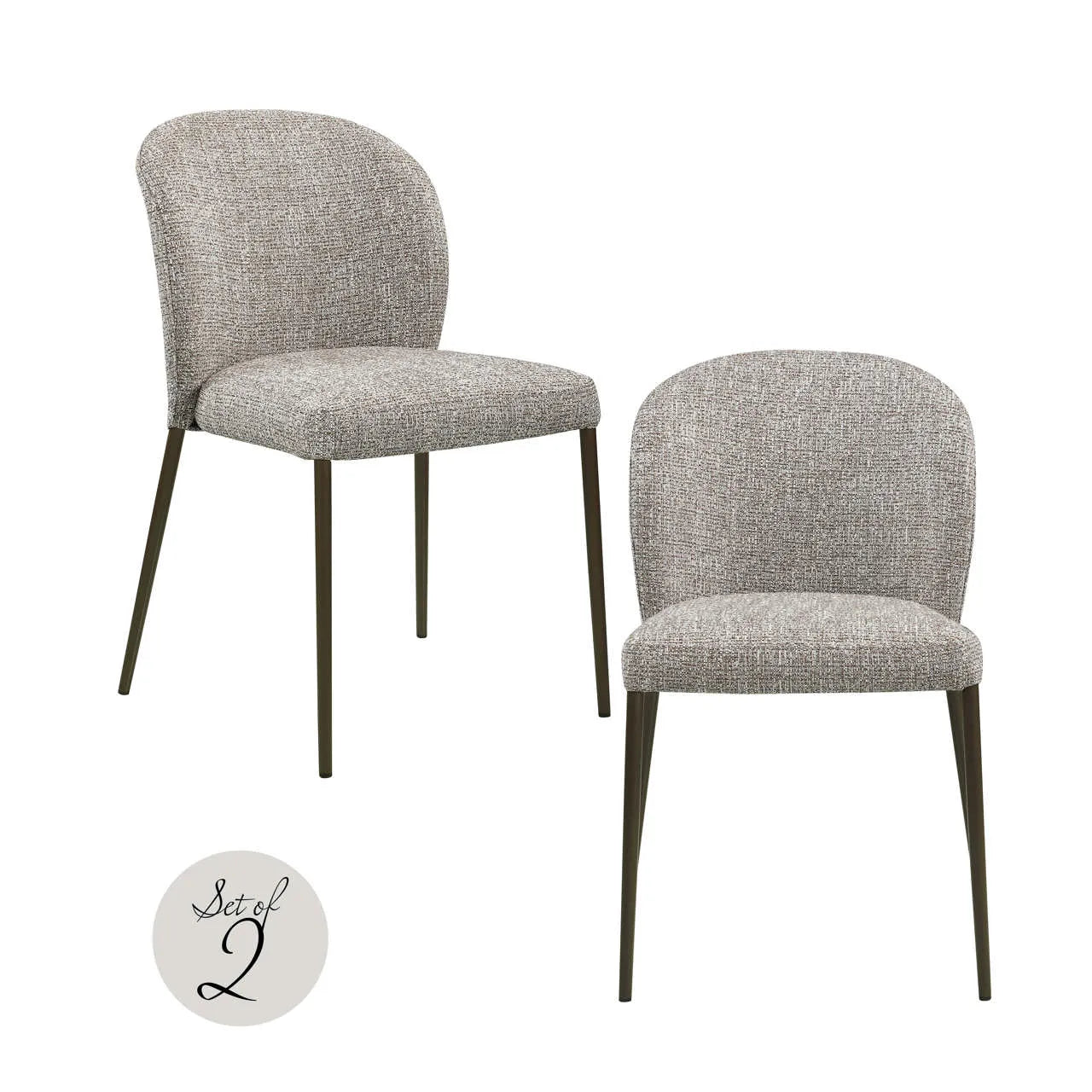 Richmond Interiors Set of 2 Stacker Earth Tweed Dining Chairs